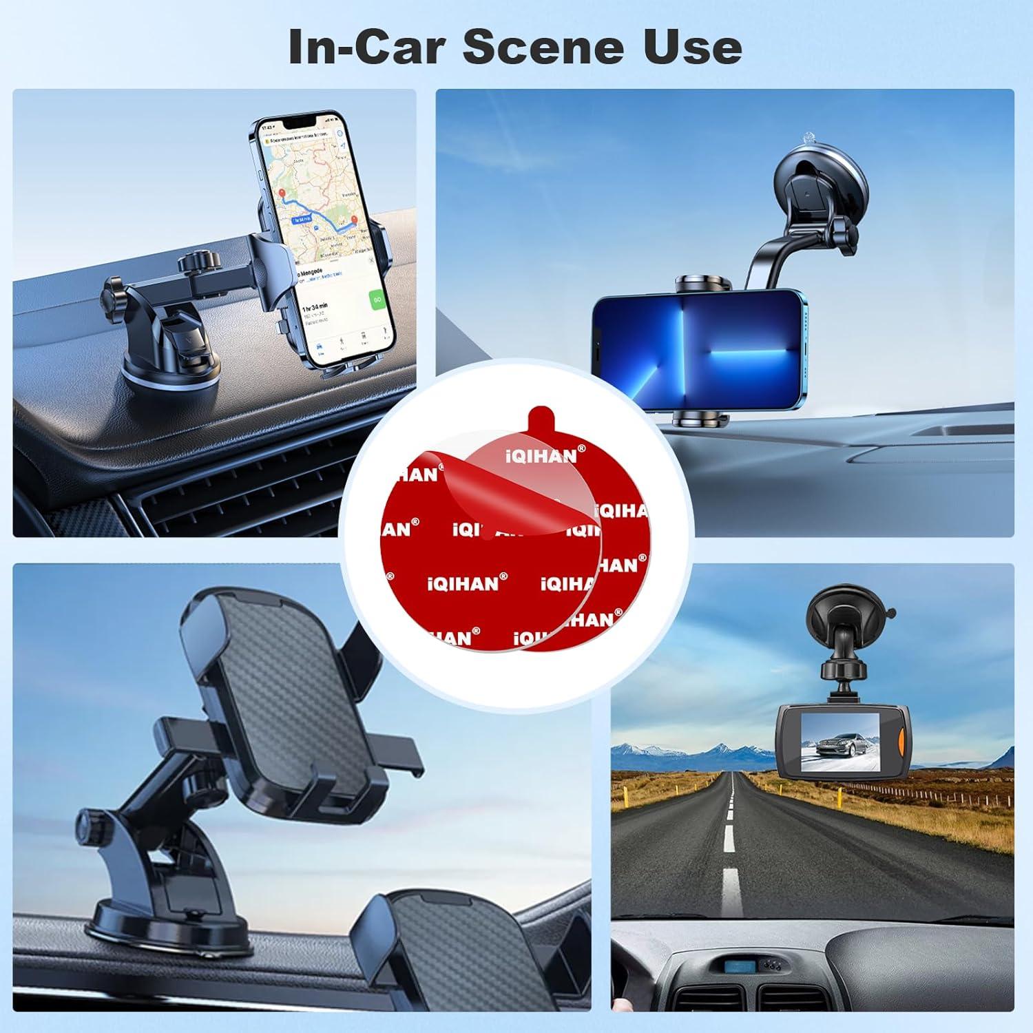 Sticky Adhesive Dashboard Mounting Pad, 5pcs 3.15" Double-Sided Circle Tapes Replacement for Suction Cup Phone Mount, Strong Gel Clear Sticker for Base of Car Windshield Phone Holder, Dash Cam, GPS