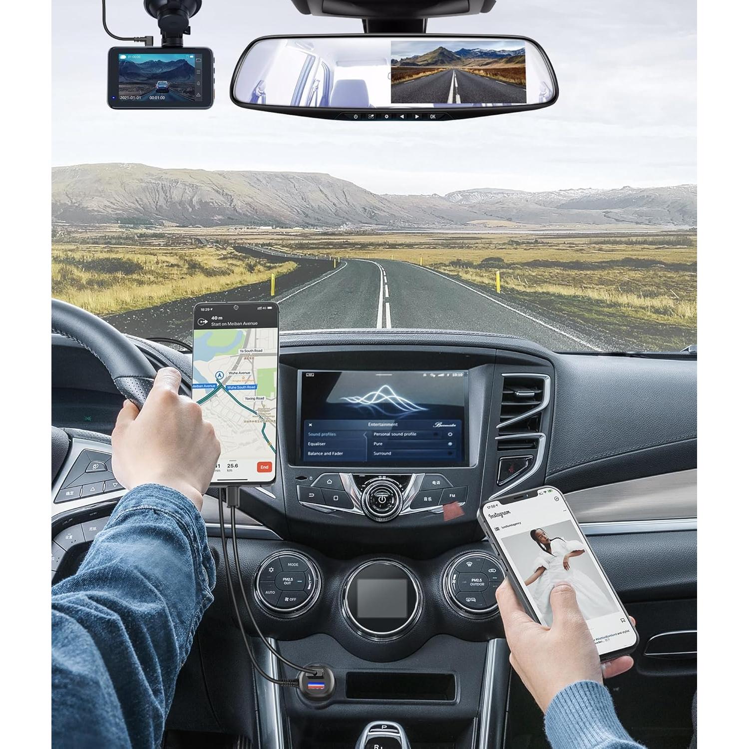 Cargador de Coche USB C 2 Puertos 3.4A para Dash Cam REDTIGER