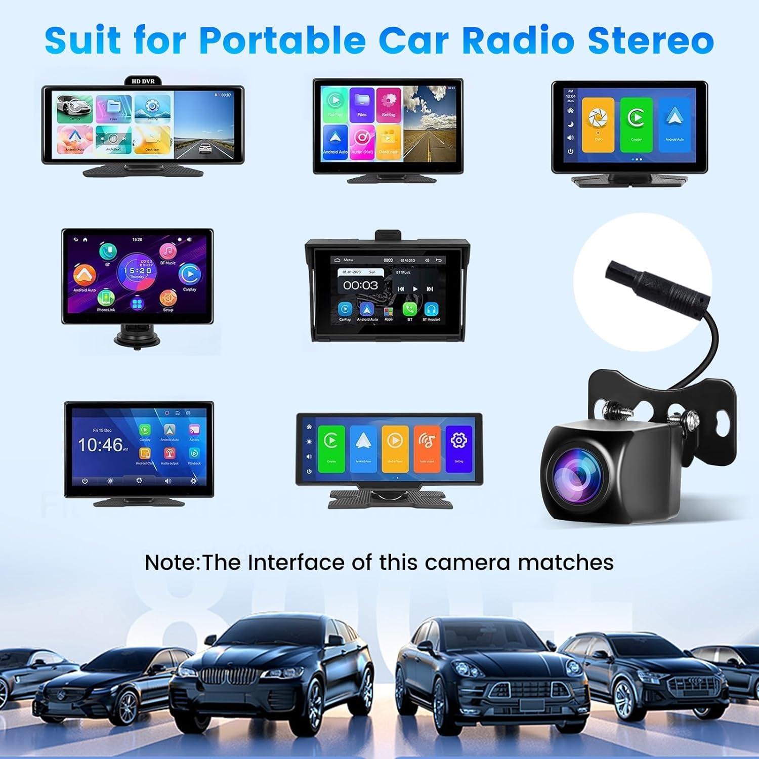 [for Portable Car Radio] 4 Pin Upgrade AHD 1080P Backup Camera, Camera for Carplay Screen 2.5mm Jack Backup Camera 2.5mm Jack Dash Cam Reverse Camera Cable,23 Ft 4 Pin to 2.5mm Male Plug