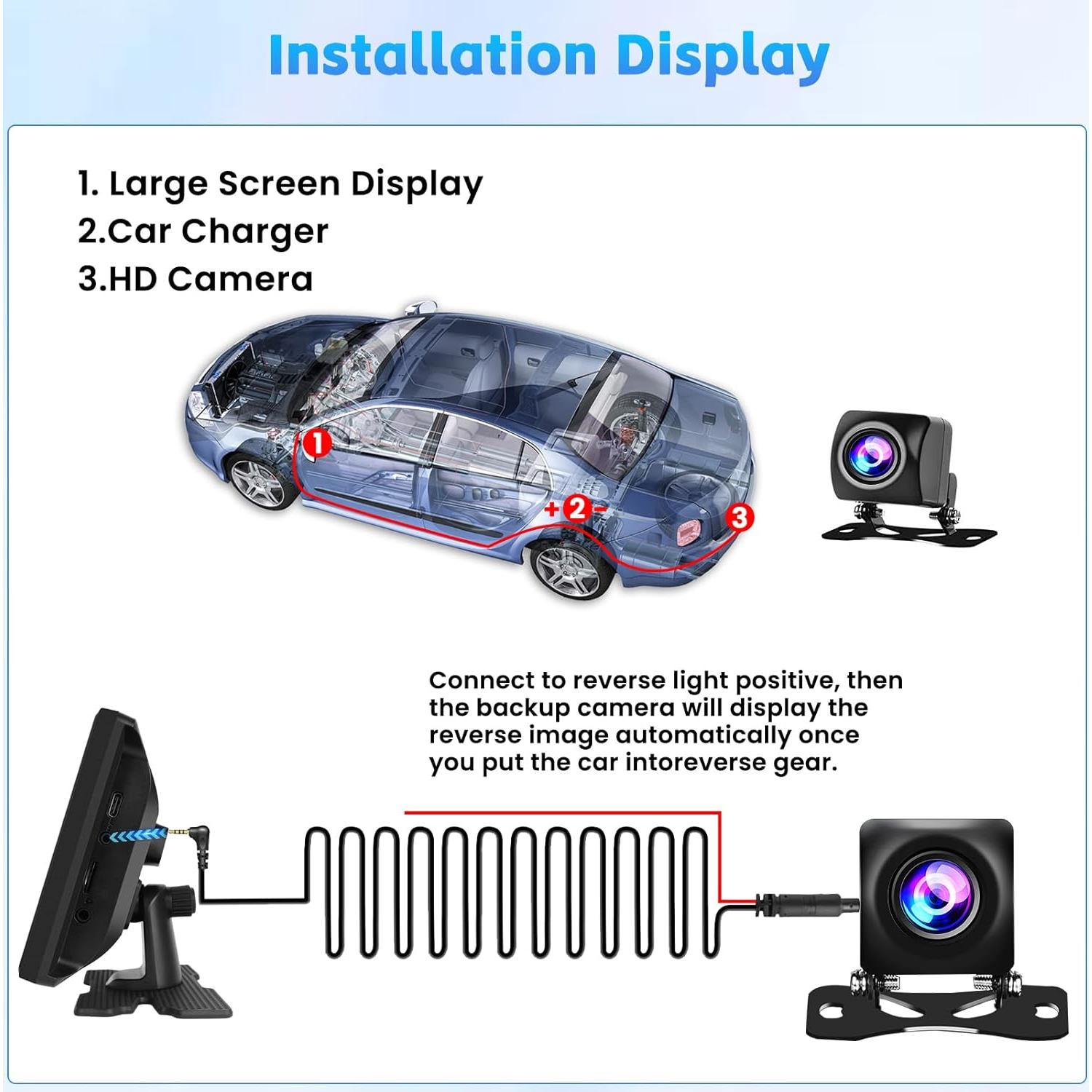 [for Portable Car Radio] 4 Pin Upgrade AHD 1080P Backup Camera, Camera for Carplay Screen 2.5mm Jack Backup Camera 2.5mm Jack Dash Cam Reverse Camera Cable,23 Ft 4 Pin to 2.5mm Male Plug