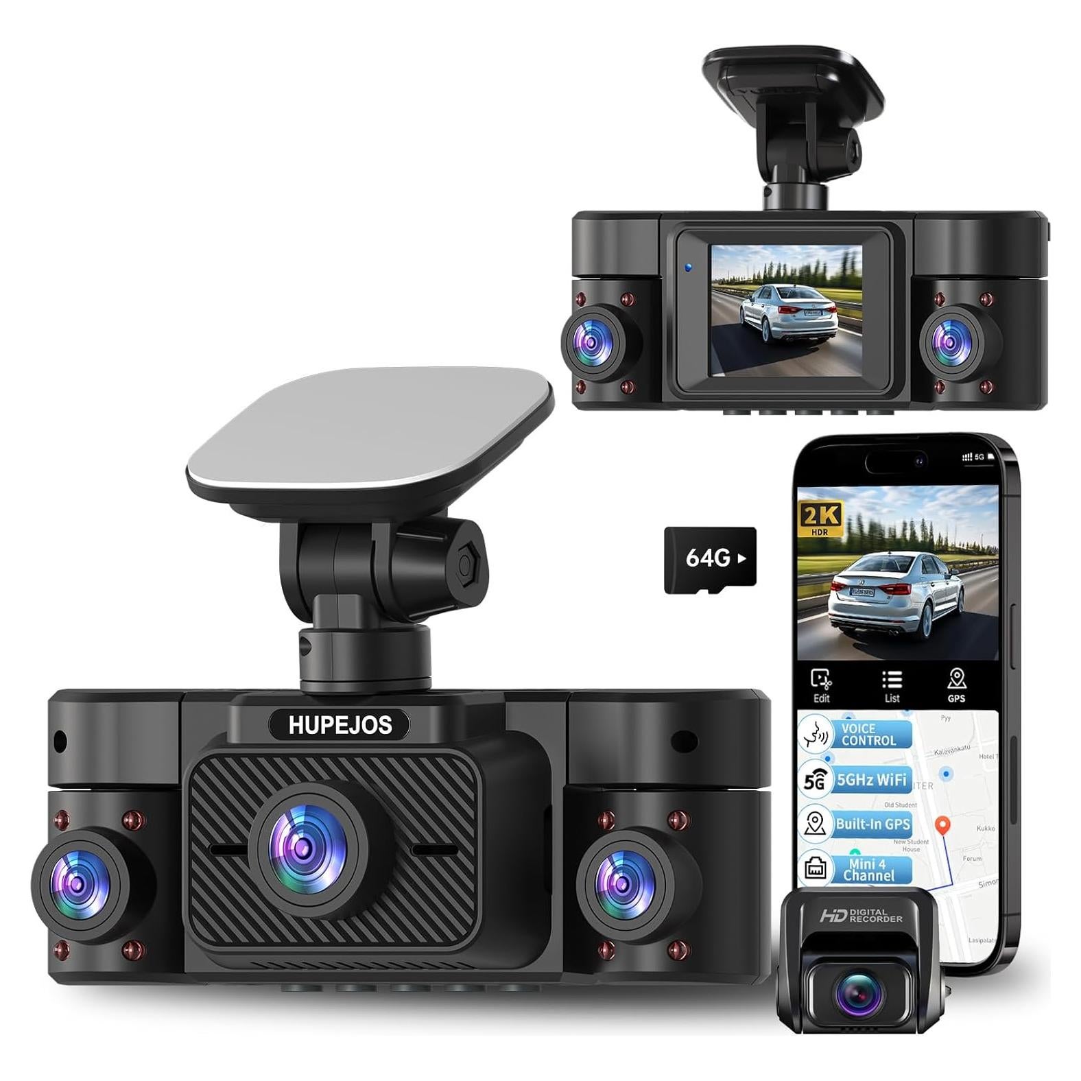 Cámara Dash 360° HUPEJOS V50-4CH 4K FHD con WiFi y GPS