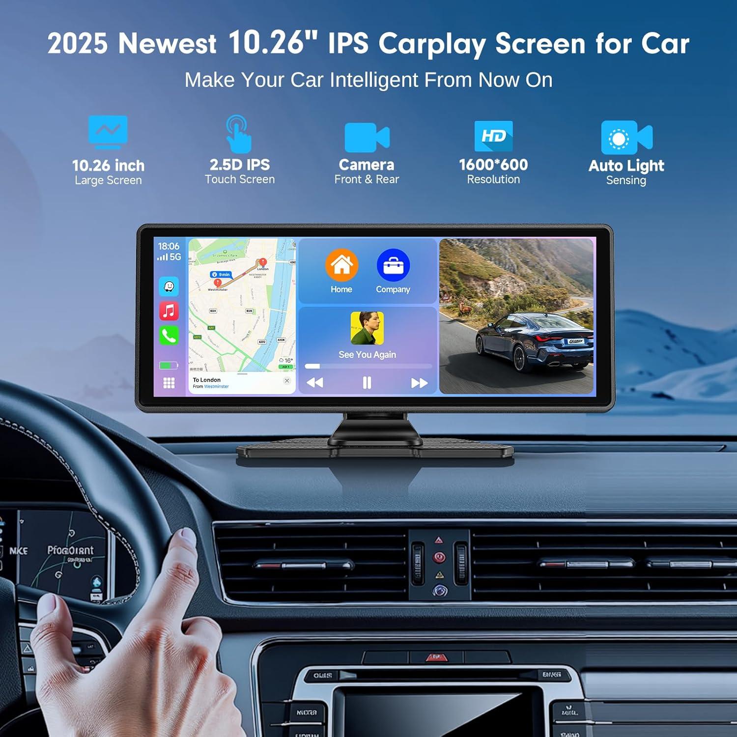 Pantalla Wireless CarPlay FAHREN 10.26" con Cámara 4K y 2K