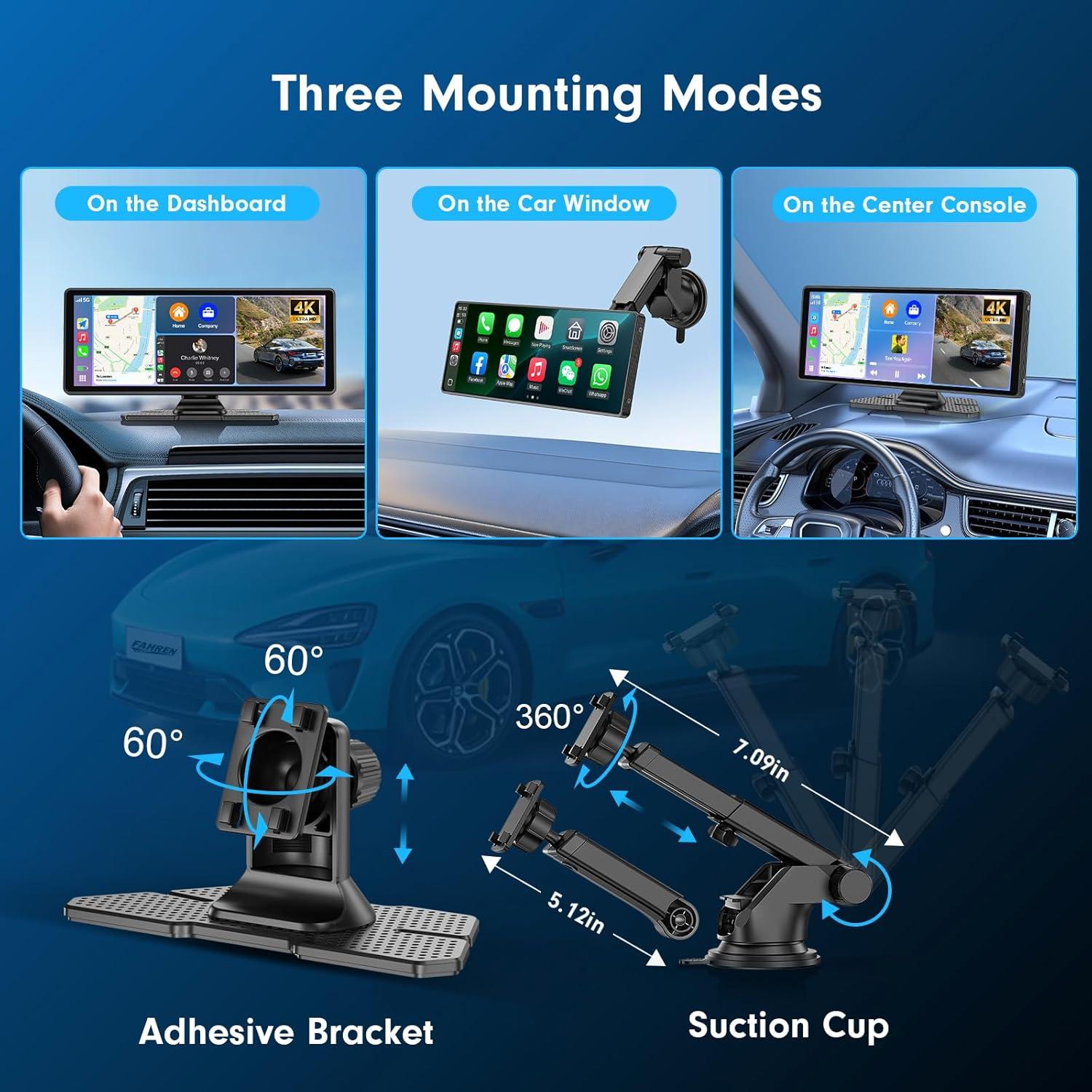 Pantalla Wireless CarPlay FAHREN 10.26" con Cámara 4K y 2K