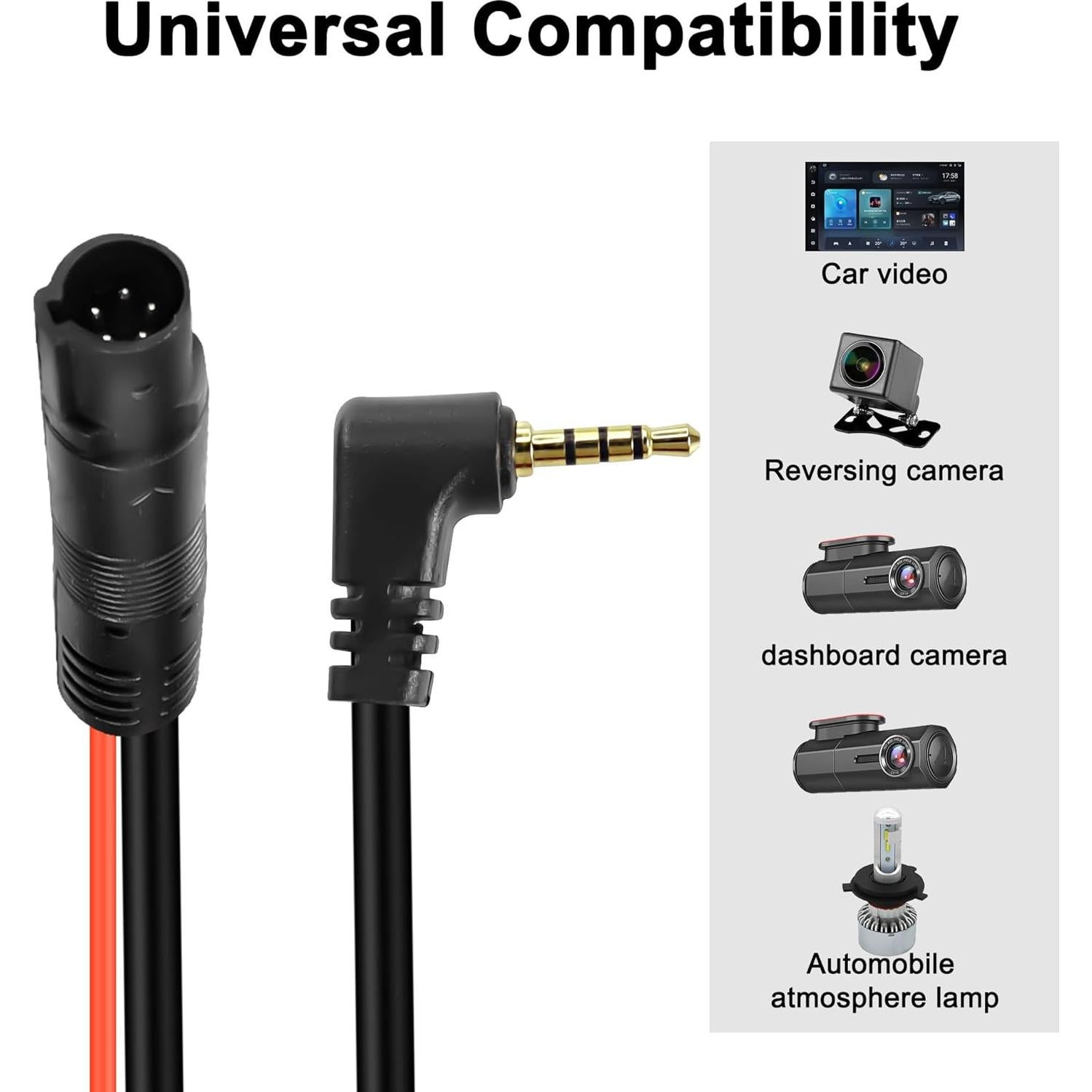 Cable de Cámara Trasera Meiryfa 5 Pines 10M para Dash Cam