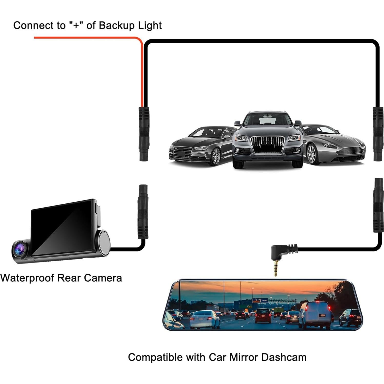 Cable de Cámara Trasera Meiryfa 5 Pines 10M para Dash Cam