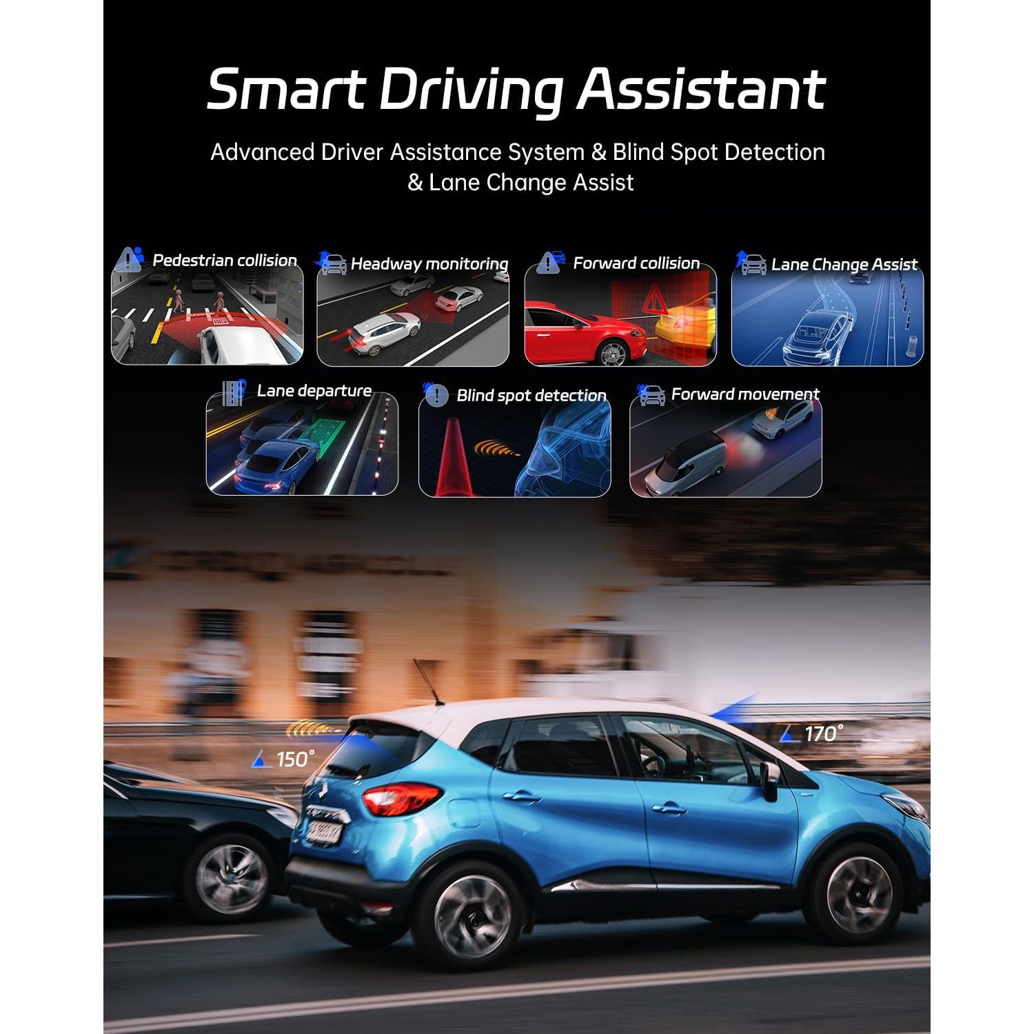 Cámara Dash Pelsee P3 4K Doble Frontal y Trasera con Wi-Fi