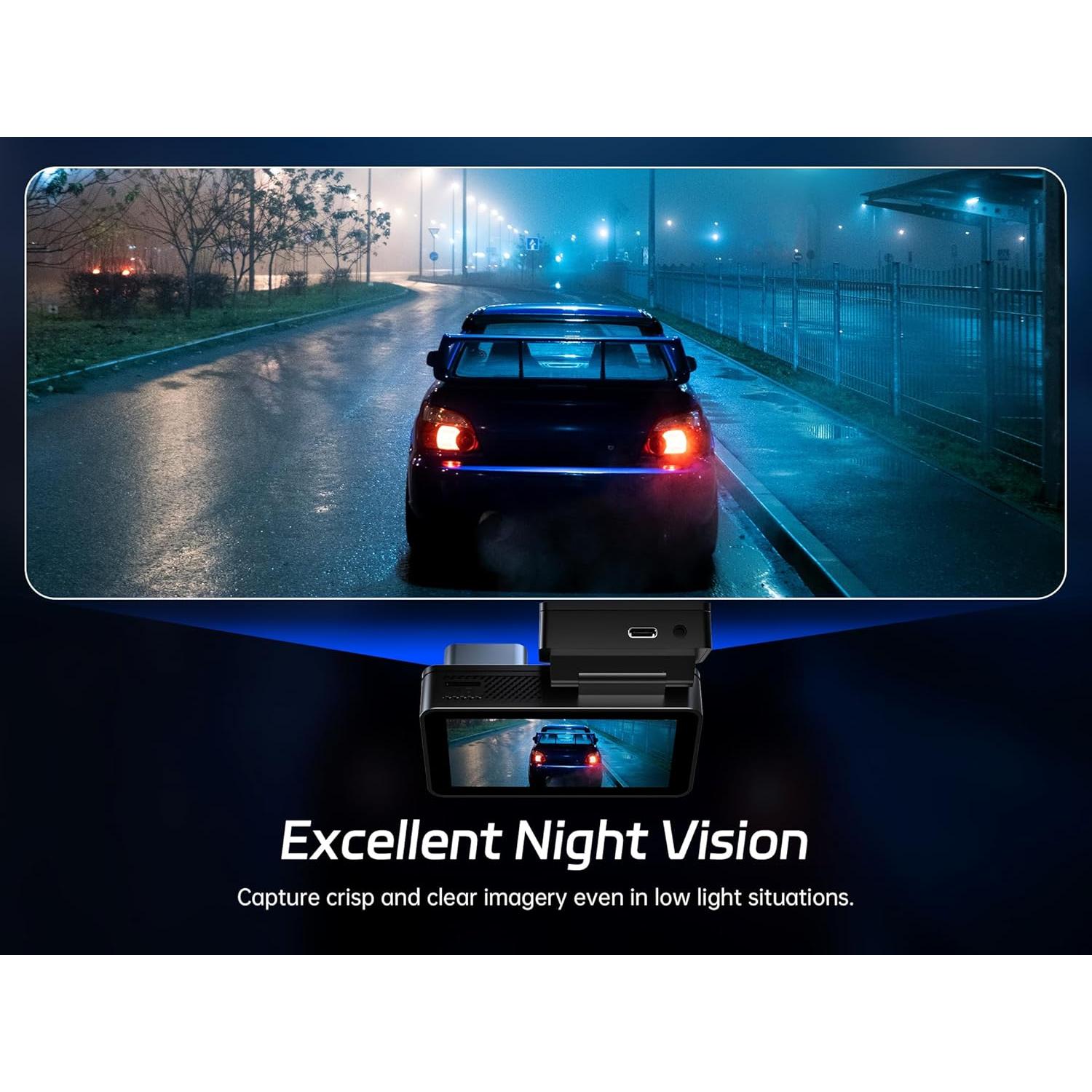 Cámara Dash Pelsee P3 4K Doble Frontal y Trasera con Wi-Fi