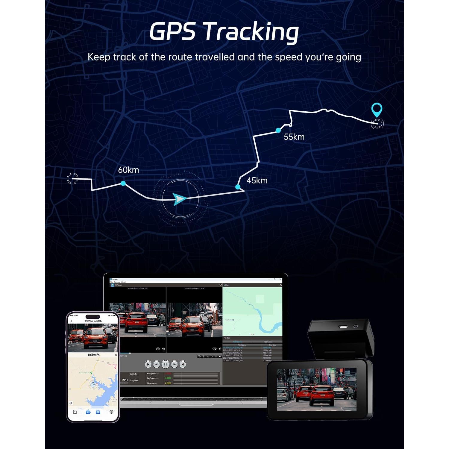 Cámara Dash Pelsee P3 4K Doble Frontal y Trasera con Wi-Fi