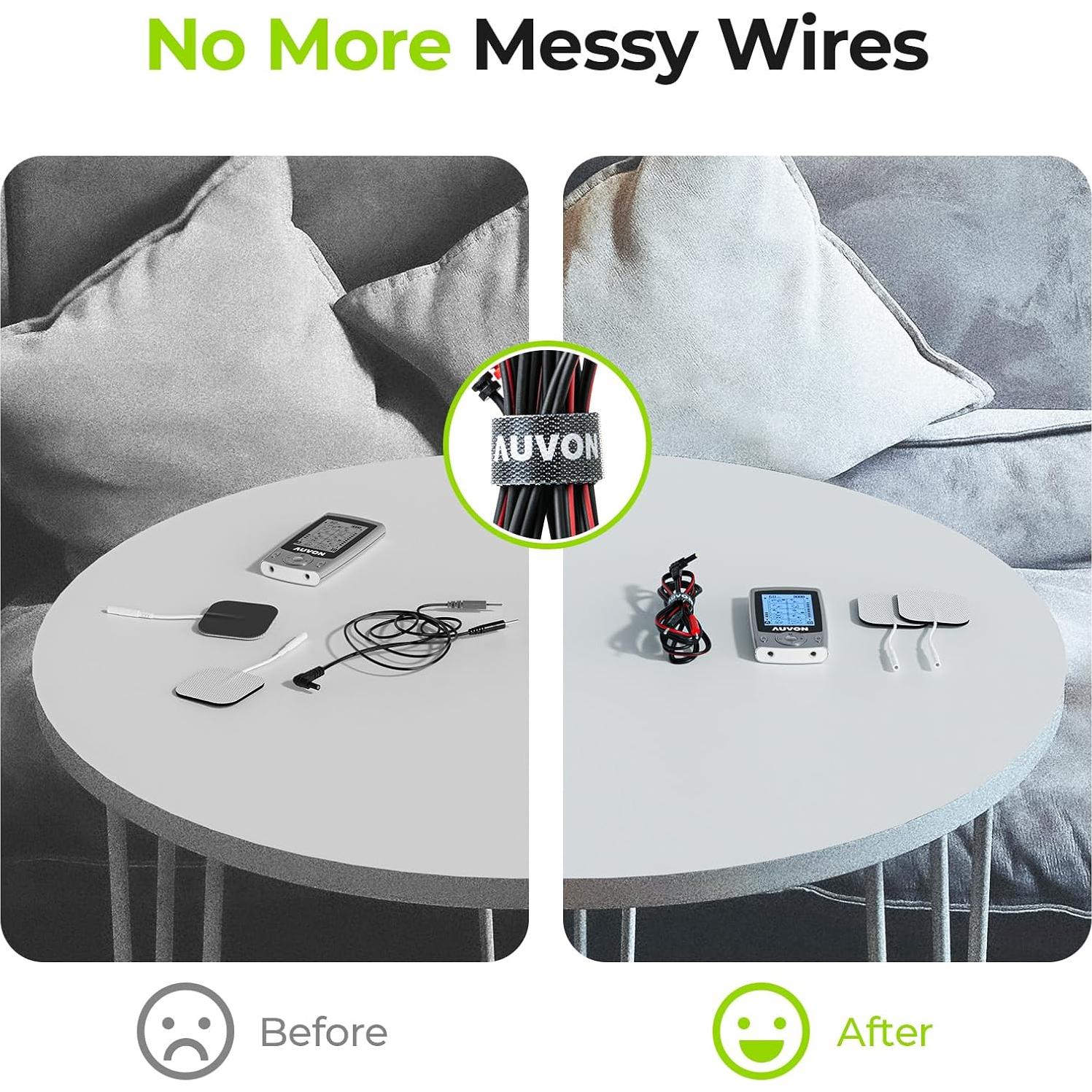 Cables de Electrodos AUVON 2 x 1.2m para TENS y EMS