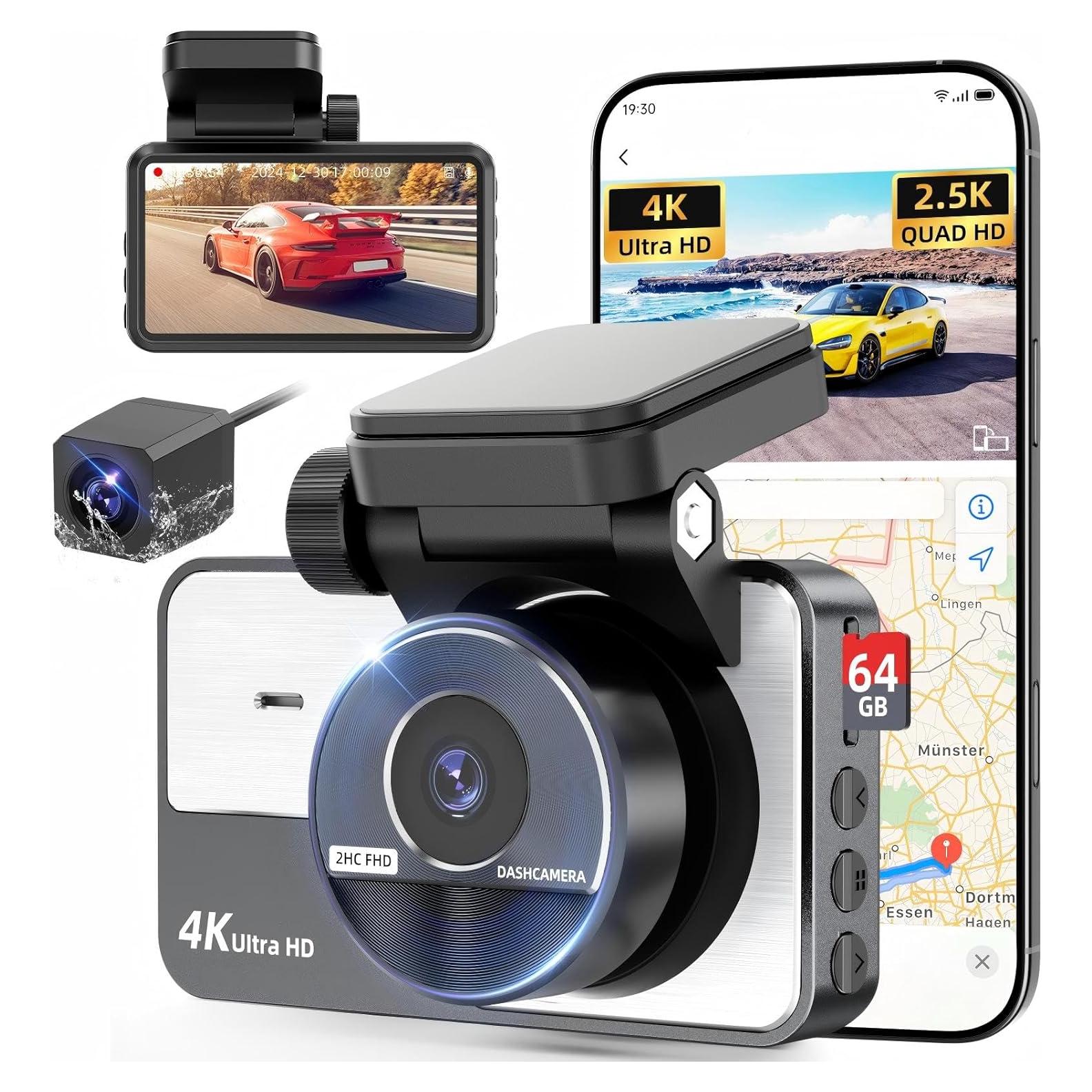 Cámara de tablero 4K ZJGZF con visión nocturna y Wi-Fi