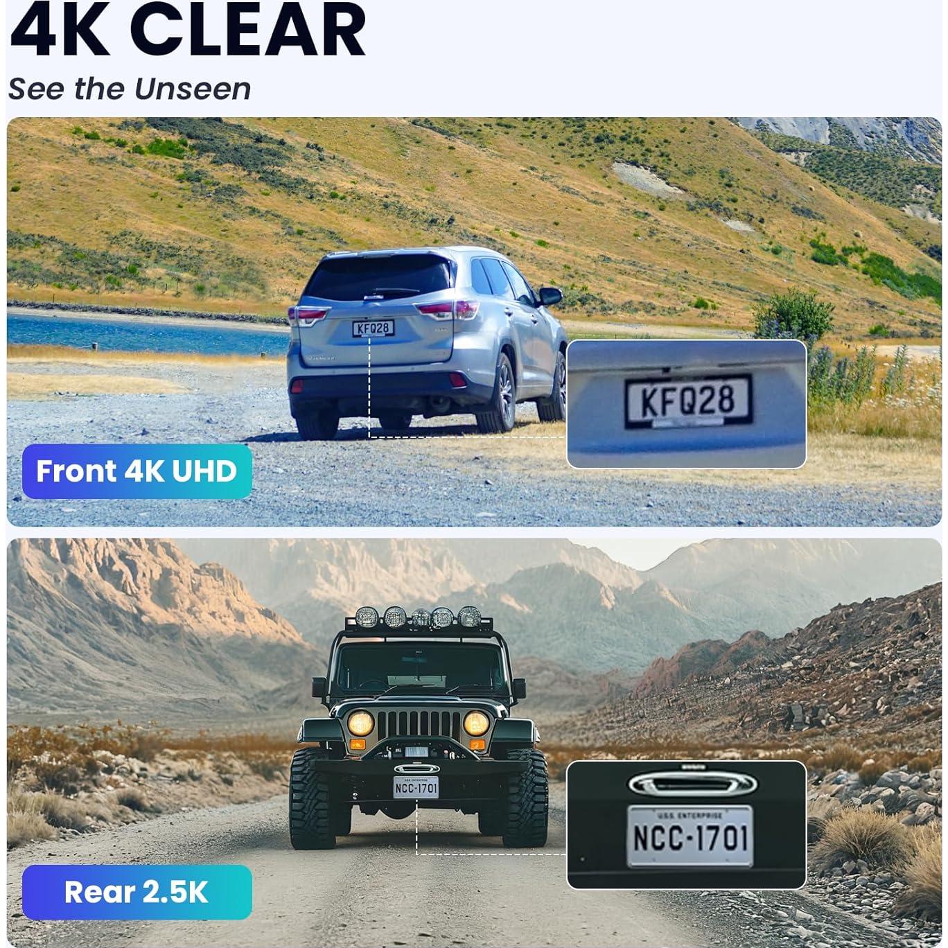 Cámara de tablero 4K ZJGZF con visión nocturna y Wi-Fi