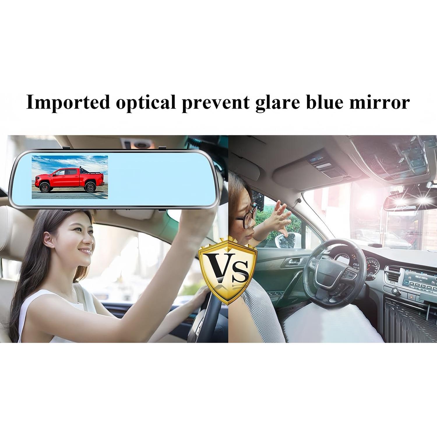 Backup Camera Mirror HD 1080P - Plug and Play Easy Set up Color Night Vision Rear View Mirror with License Plate Camera for Car Truck SUV Waterproof DIY Guide Lines AMTIFO A1