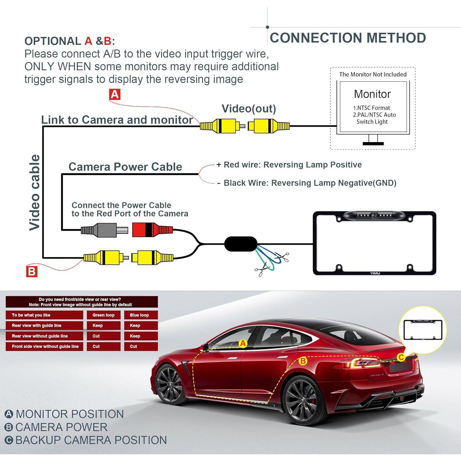 Cámara de Respaldo YIMU A706 para Vehículos - Impermeable IP69