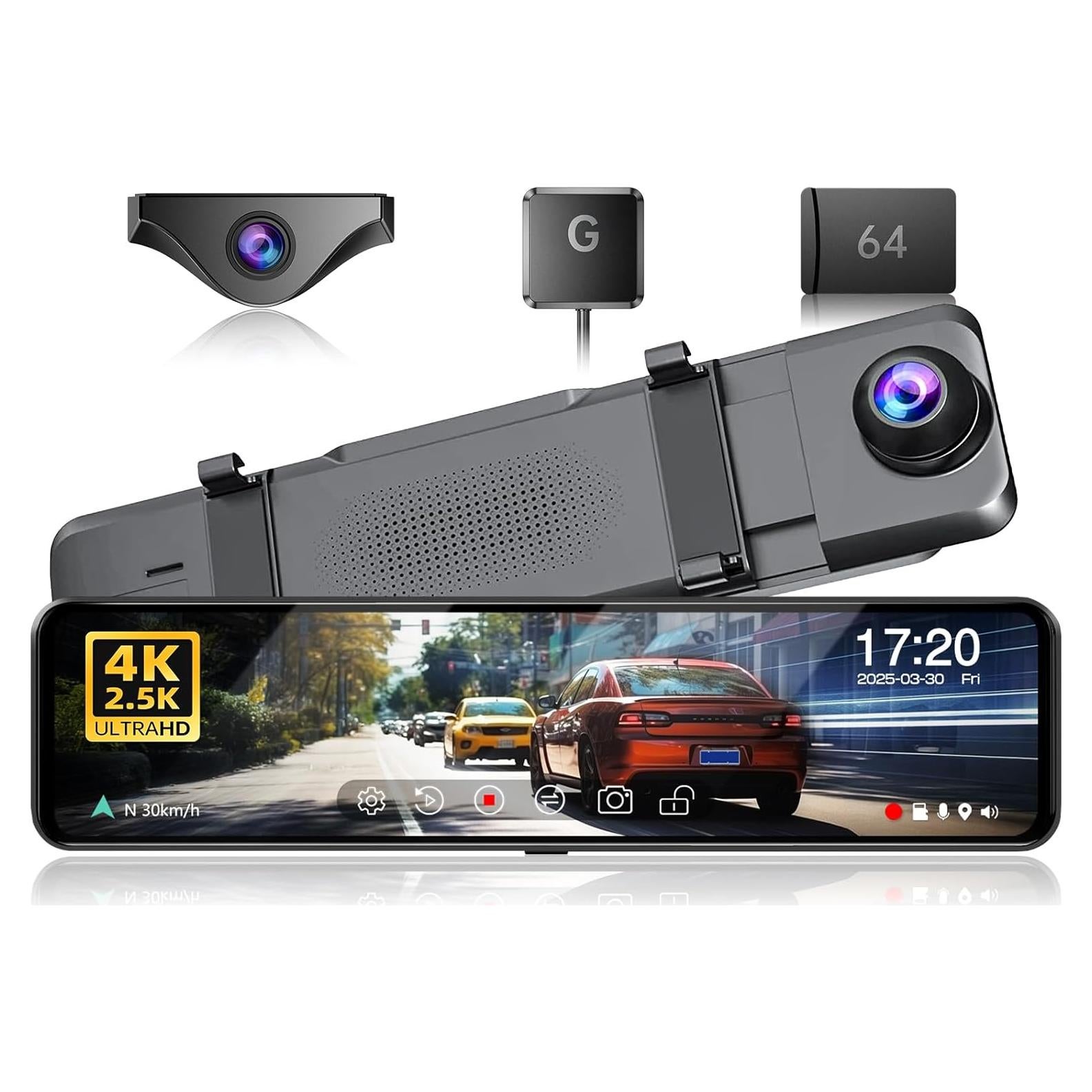 Cámara de Espejo Dash JOMISE G814 4K Frontal 2.5K Trasera 64GB