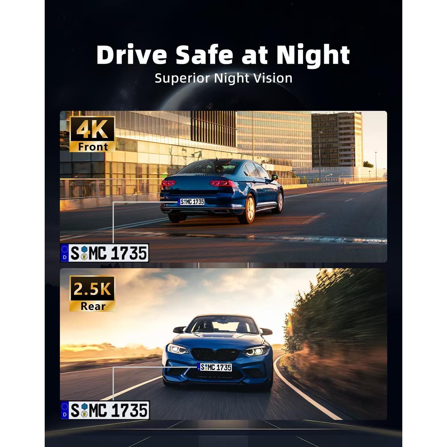 Cámara de Espejo Dash JOMISE G814 4K Frontal 2.5K Trasera 64GB