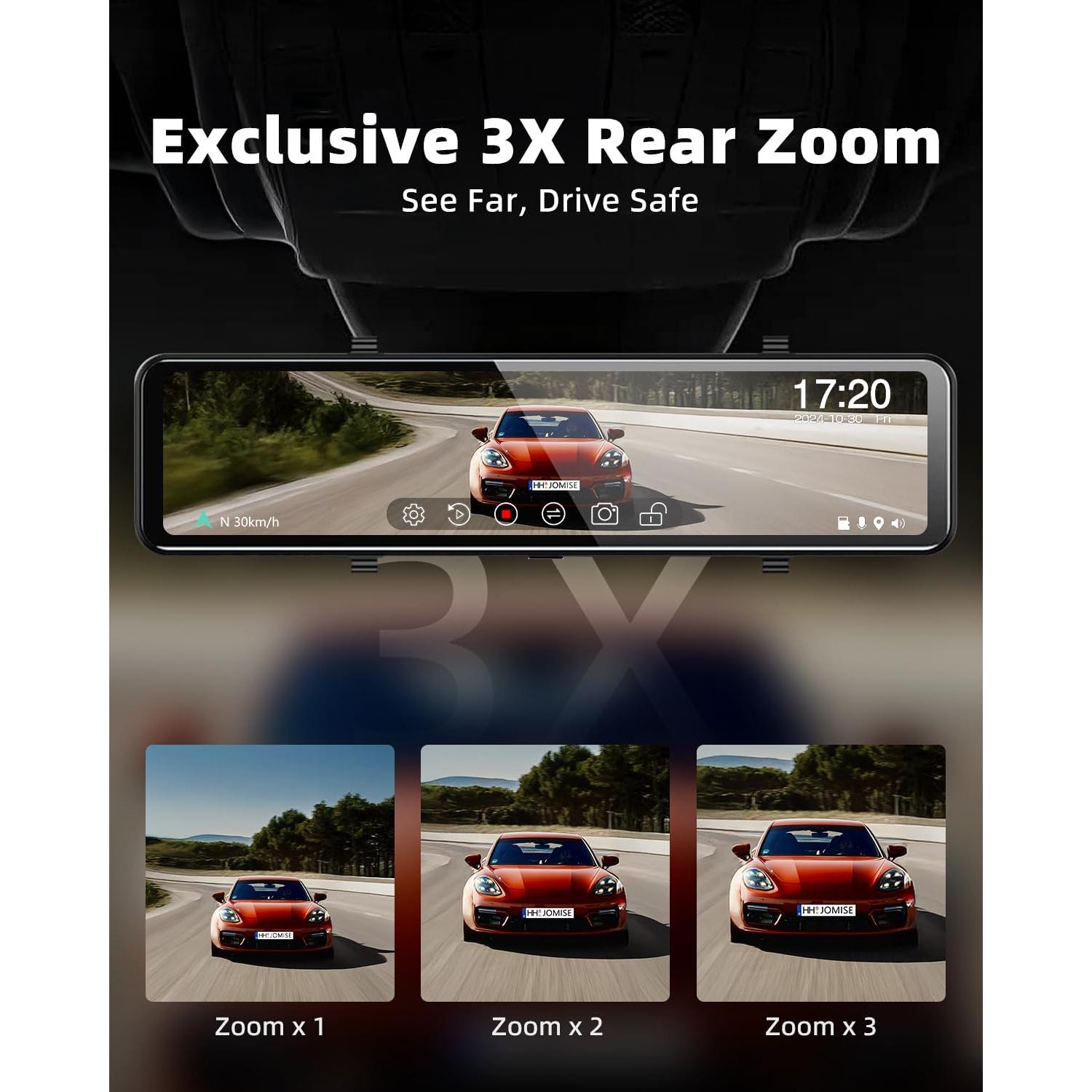 Cámara de Espejo Dash JOMISE G814 4K Frontal 2.5K Trasera 64GB