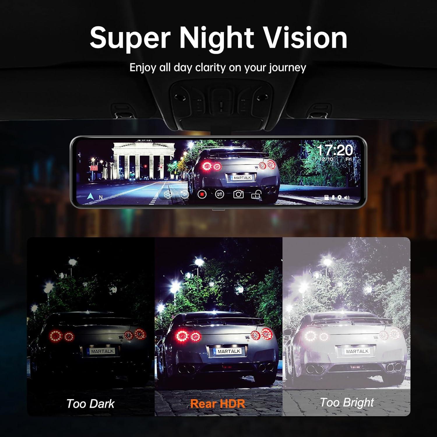 Cámara de Espejo Retrovisor Martalk G850+ 4K UHD con GPS