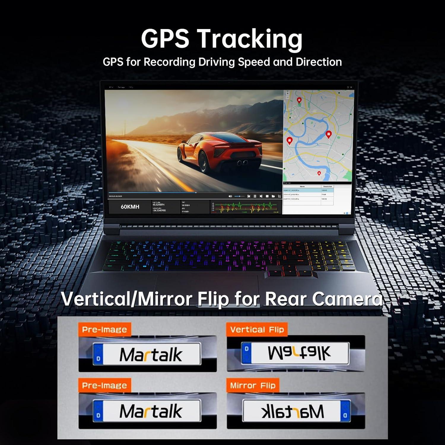 Cámara de Espejo Retrovisor Martalk G850+ 4K UHD con GPS