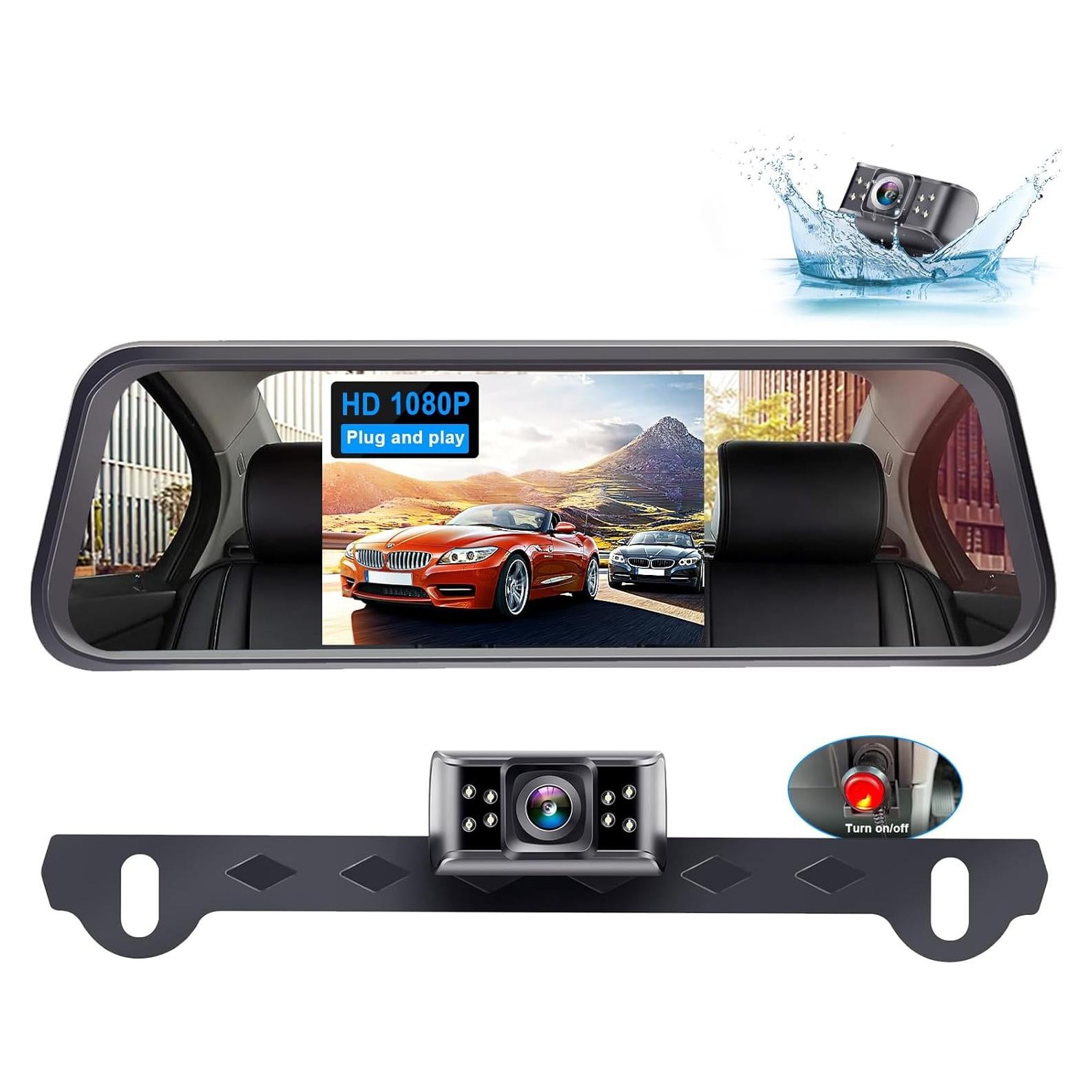 Backup Camera Mirror Easy Set-up: Plug and Play HD 1080P Clear Image Color Night Vision Rear View Mirror with License Plate Camer DIY Guide Lines Waterproof for Car/Truck/SUV/Minivan LeeKooLuu LK1