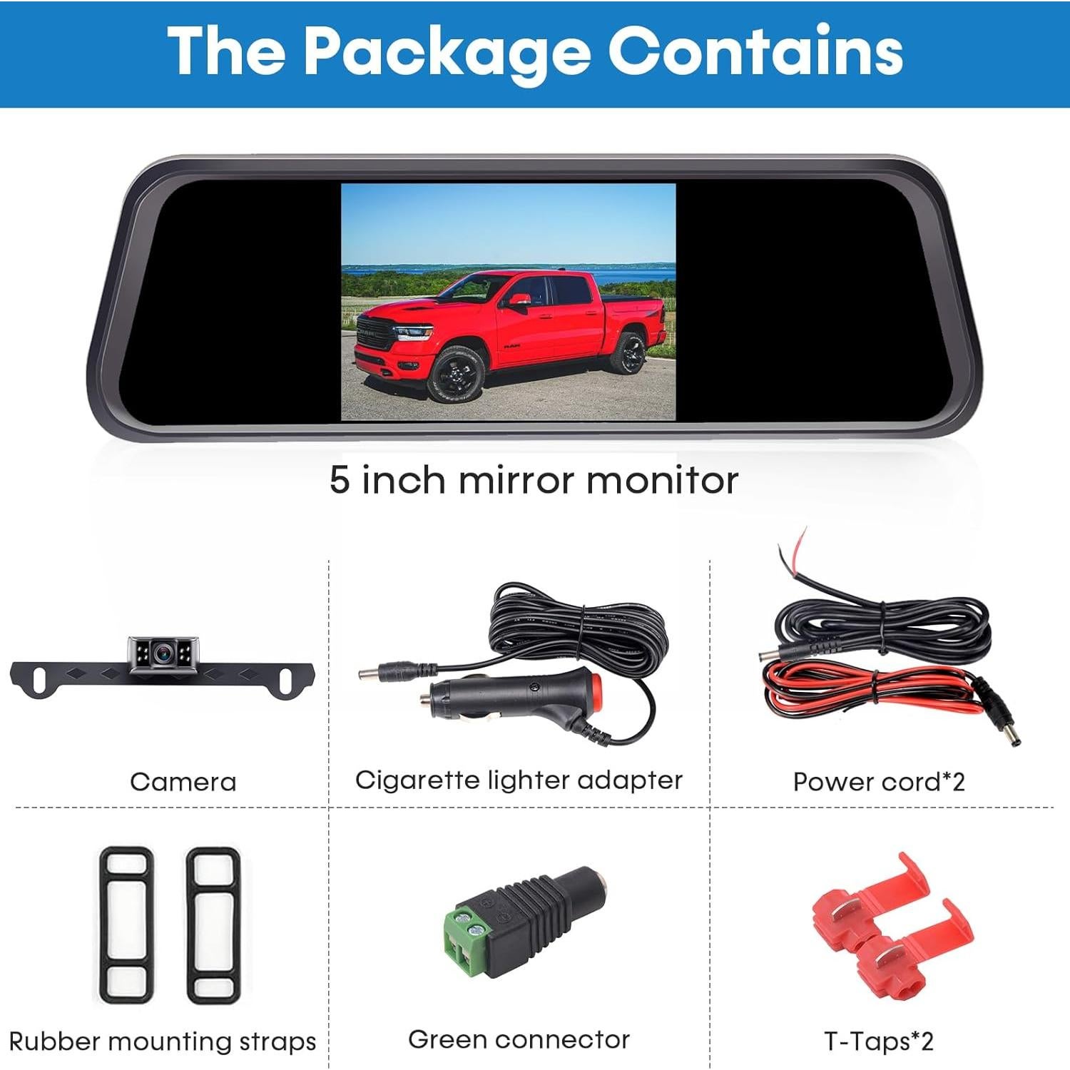 Backup Camera Mirror Easy Set-up: Plug and Play HD 1080P Clear Image Color Night Vision Rear View Mirror with License Plate Camer DIY Guide Lines Waterproof for Car/Truck/SUV/Minivan LeeKooLuu LK1