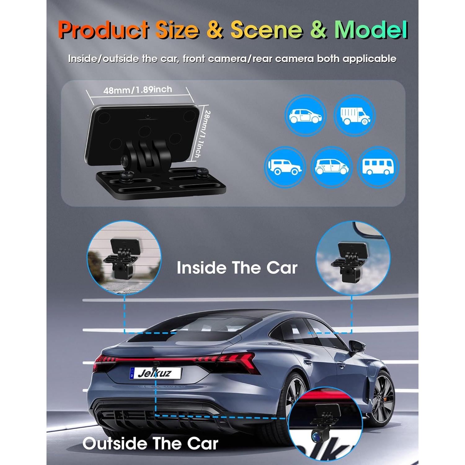 Rear Camera Holder Dash Cam Car Rear Camera Rear Window Bracket Backup Camera Mount 【Strong Adhesive】 180° Adjustment Rearview Camera Bracket Rear Windshield for SUV, Truck, RV, Auto