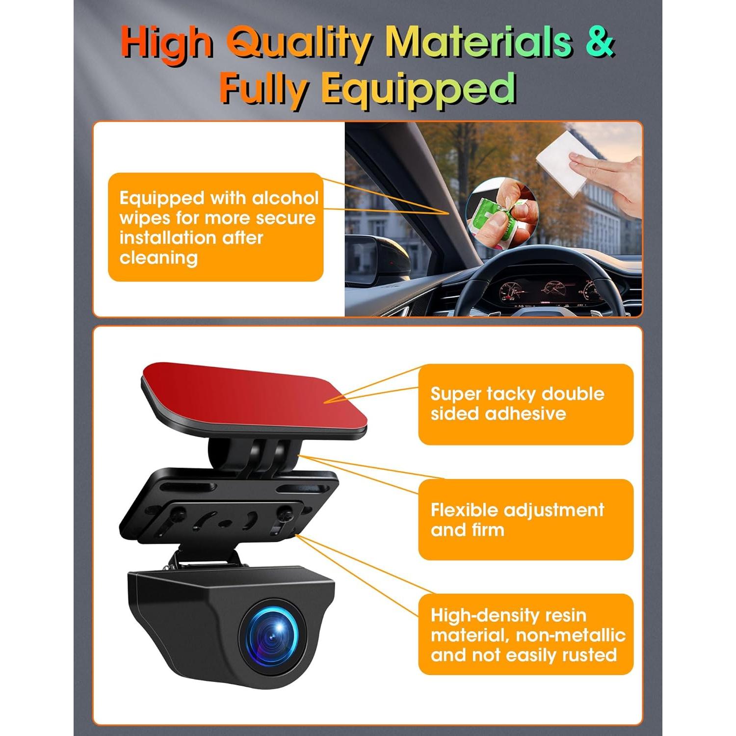 Rear Camera Holder Dash Cam Car Rear Camera Rear Window Bracket Backup Camera Mount 【Strong Adhesive】 180° Adjustment Rearview Camera Bracket Rear Windshield for SUV, Truck, RV, Auto