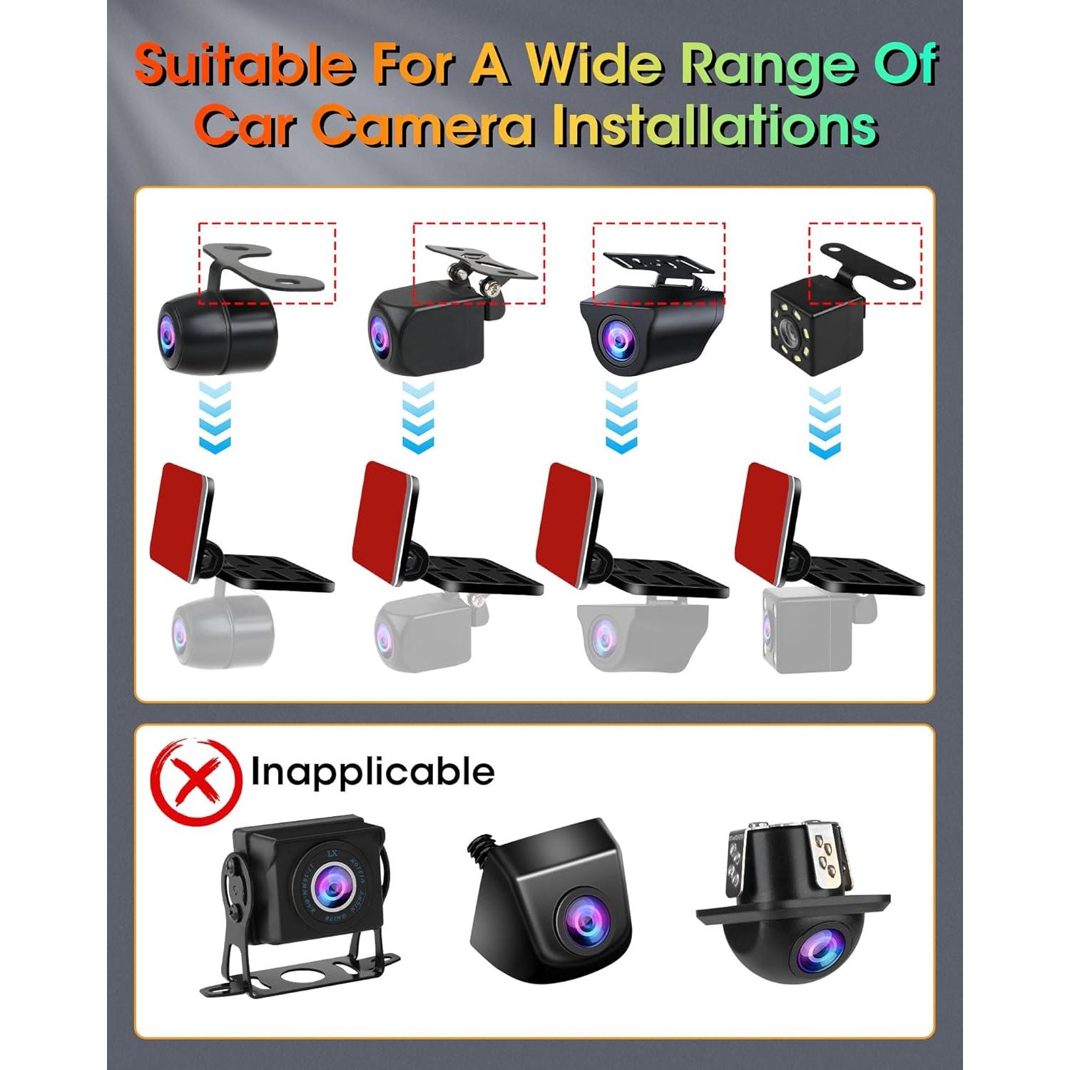 Rear Camera Holder Dash Cam Car Rear Camera Rear Window Bracket Backup Camera Mount 【Strong Adhesive】 180° Adjustment Rearview Camera Bracket Rear Windshield for SUV, Truck, RV, Auto