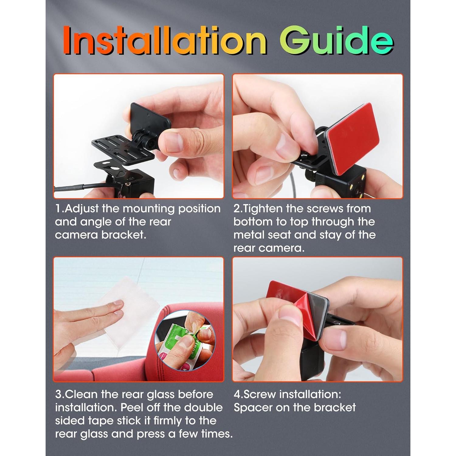 Rear Camera Holder Dash Cam Car Rear Camera Rear Window Bracket Backup Camera Mount 【Strong Adhesive】 180° Adjustment Rearview Camera Bracket Rear Windshield for SUV, Truck, RV, Auto