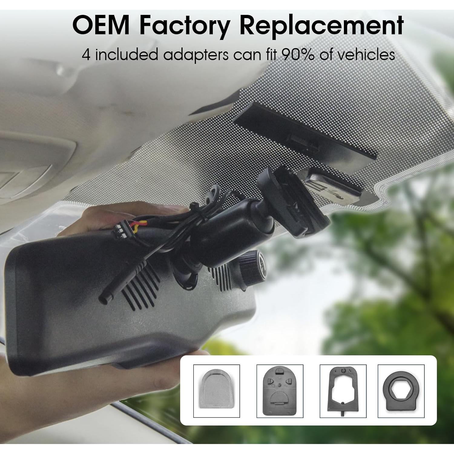 KBD Car OEM Rear View Mirror Dash Cam with SD, 2K Front and 1080P Rear 9.66'' with Back Up Camera, Touch Screen, Superior Night Vision, G-Sensor, Parking and Reversing Assistance