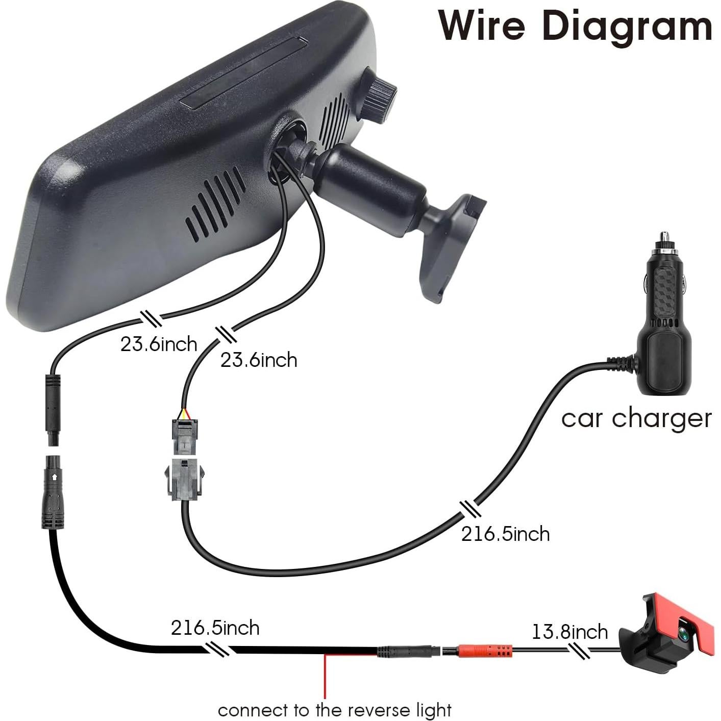 KBD Car OEM Rear View Mirror Dash Cam with SD, 2K Front and 1080P Rear 9.66'' with Back Up Camera, Touch Screen, Superior Night Vision, G-Sensor, Parking and Reversing Assistance