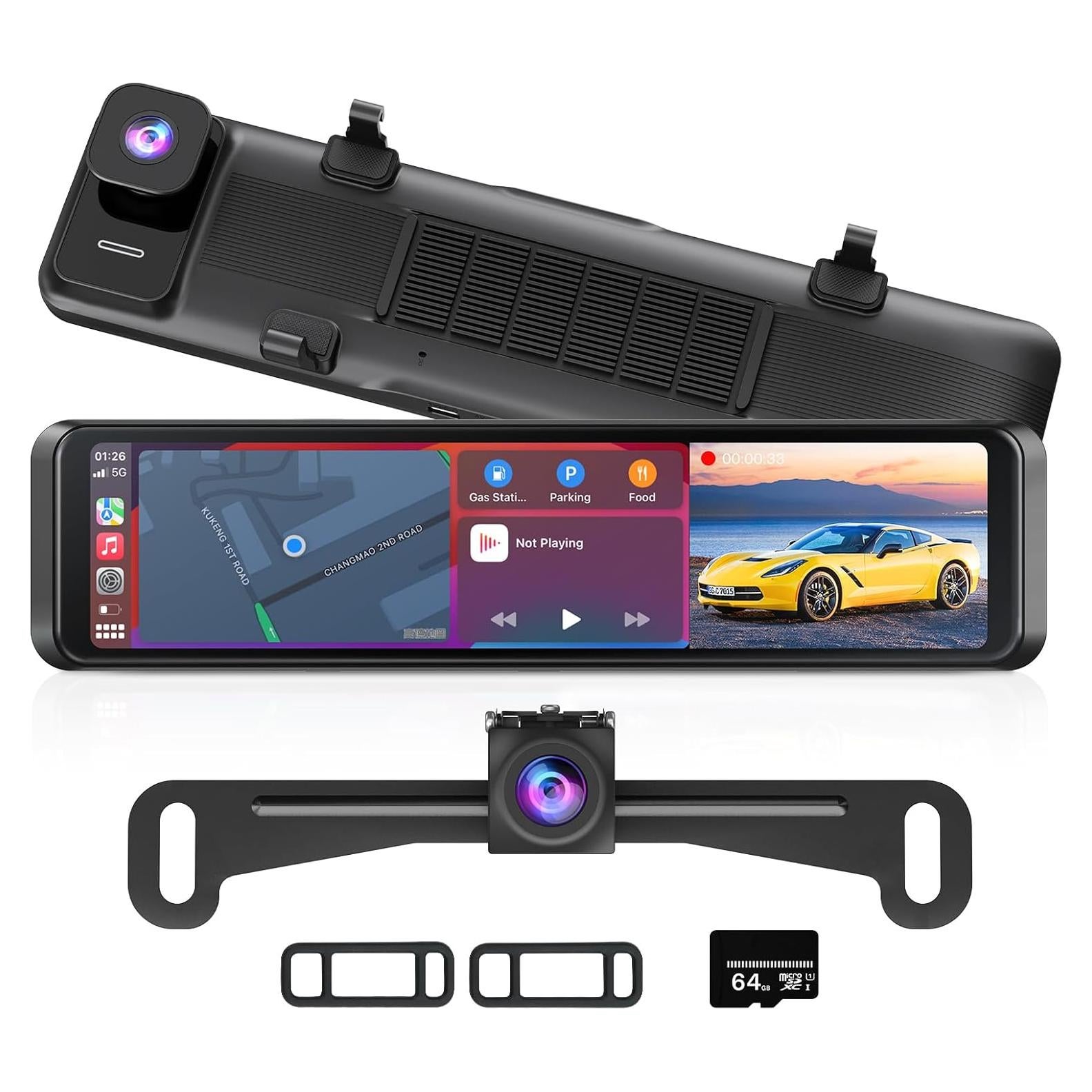 Cámara de Espejo Retrovisor 4K Boscamplus con CarPlay y Android Auto