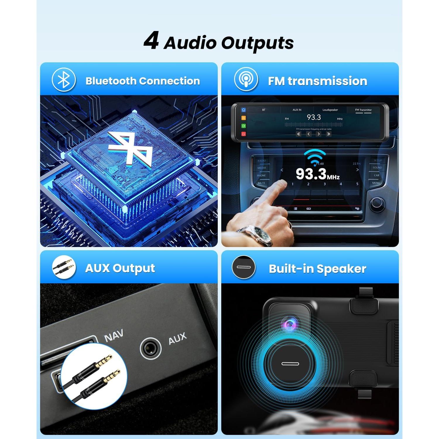 Cámara de Espejo Retrovisor 4K Boscamplus con CarPlay y Android Auto