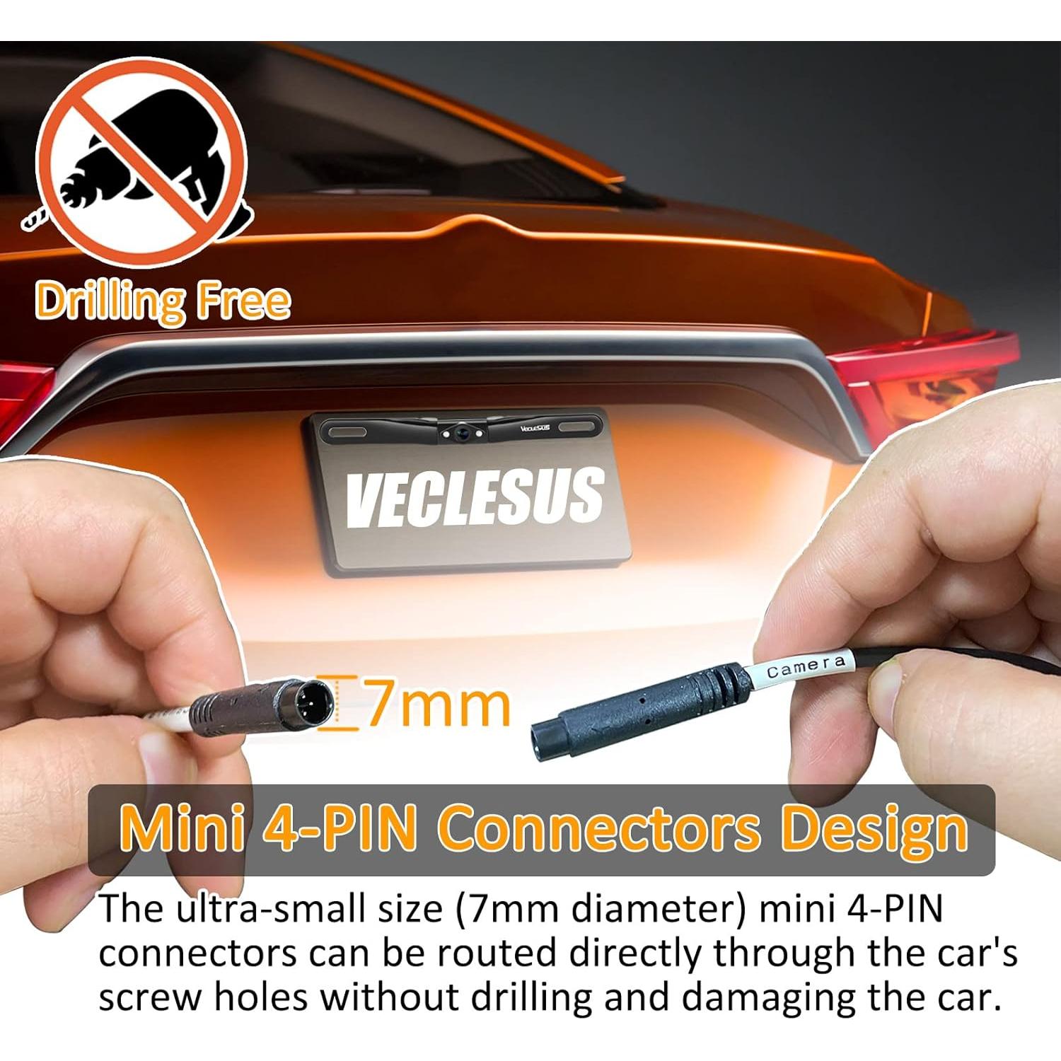 Kit Cámara de Respaldo VECLESUS VT1 1080P con Monitor 4.3"