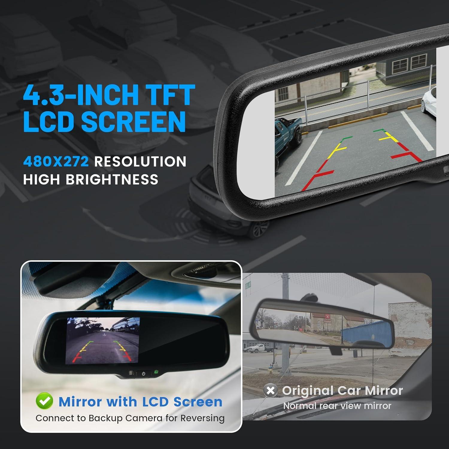 Monitor Espejo Retrovisor EWAY 4.3" LCD para Cámara de Respaldo