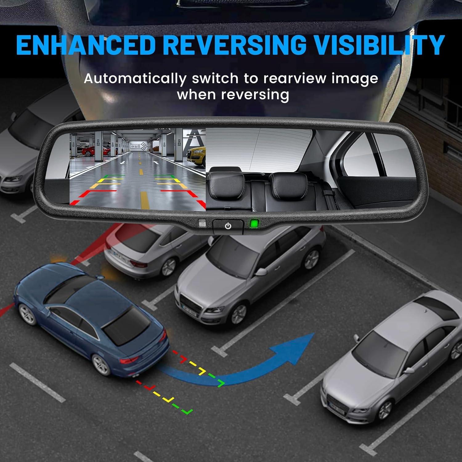 Monitor Espejo Retrovisor EWAY 4.3" LCD para Cámara de Respaldo