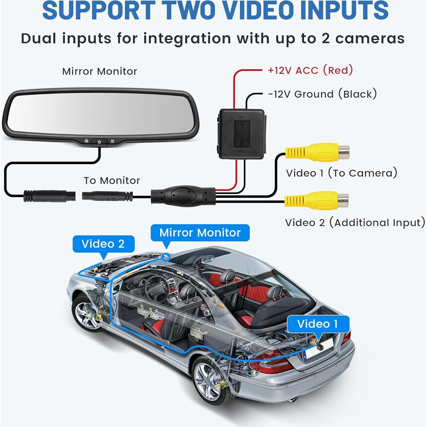 Monitor Espejo Retrovisor EWAY 4.3" LCD para Cámara de Respaldo