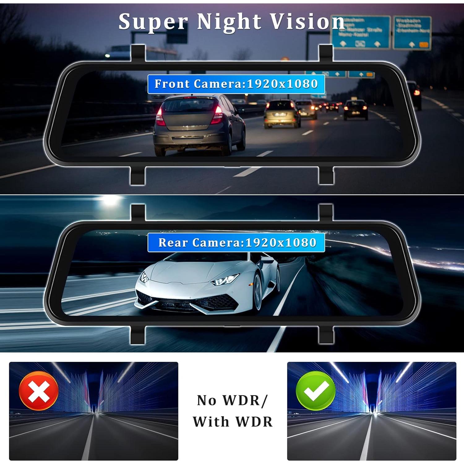 Cámara de Espejo Retrovisor AMPrime 9.66" 1080P con Carplay