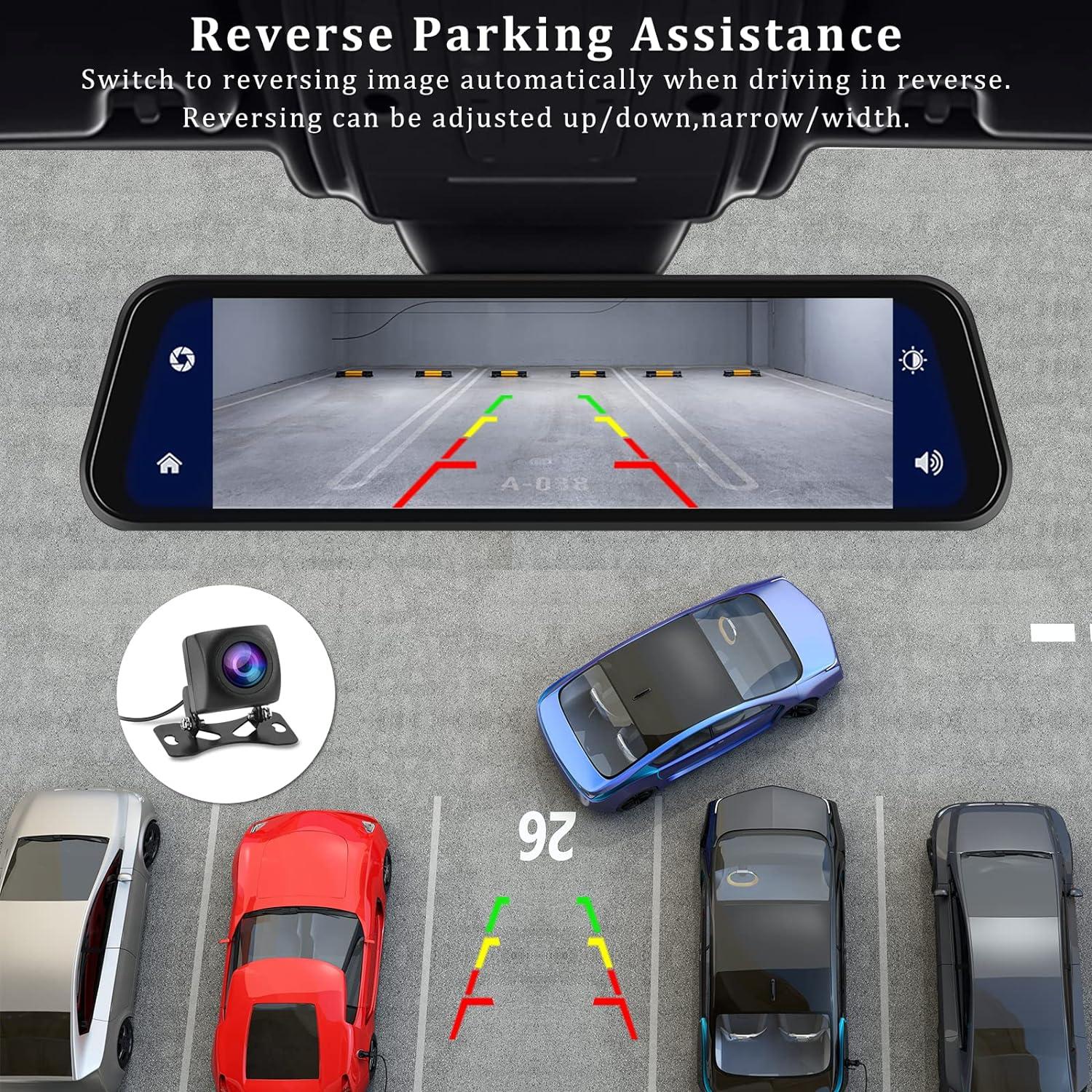 Cámara de Espejo Retrovisor AMPrime 9.66" 1080P con Carplay