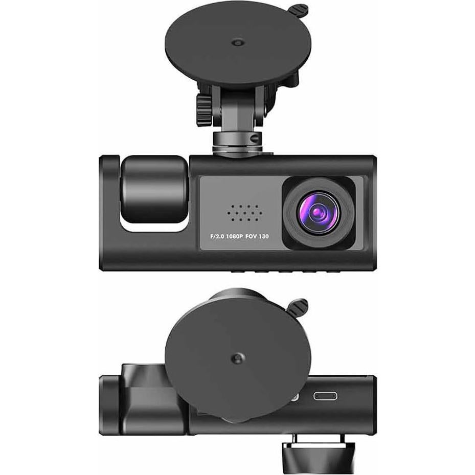 Shkalacar 3 Channel Dash Cam WIFI 3 Cameras, Front Rear and Inside, Rearview Mirror Video Recording Camcorder Wide Angle Car Camera Recorder Interconnection Auto Safety Driving Recorder