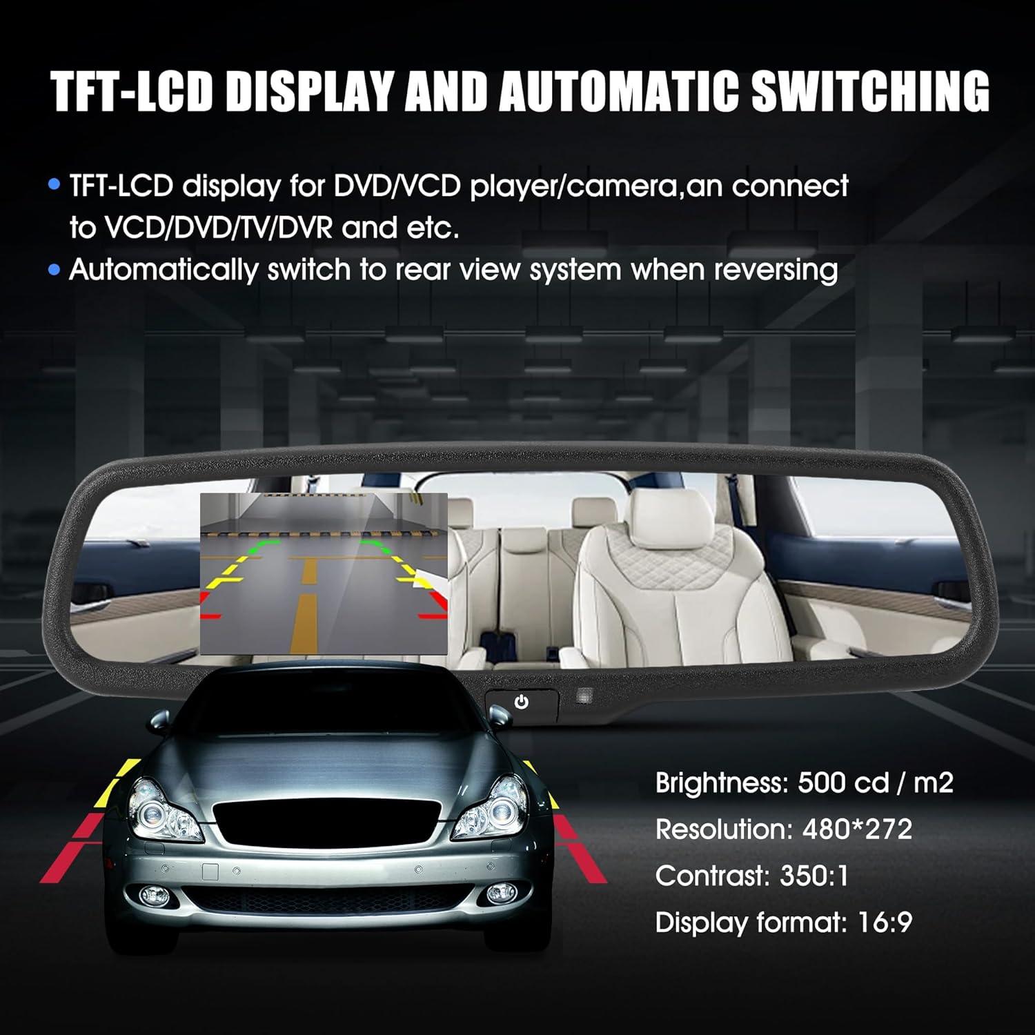 Monitor Retrovisor Tbest 4.3" con Atenuación Automática HD