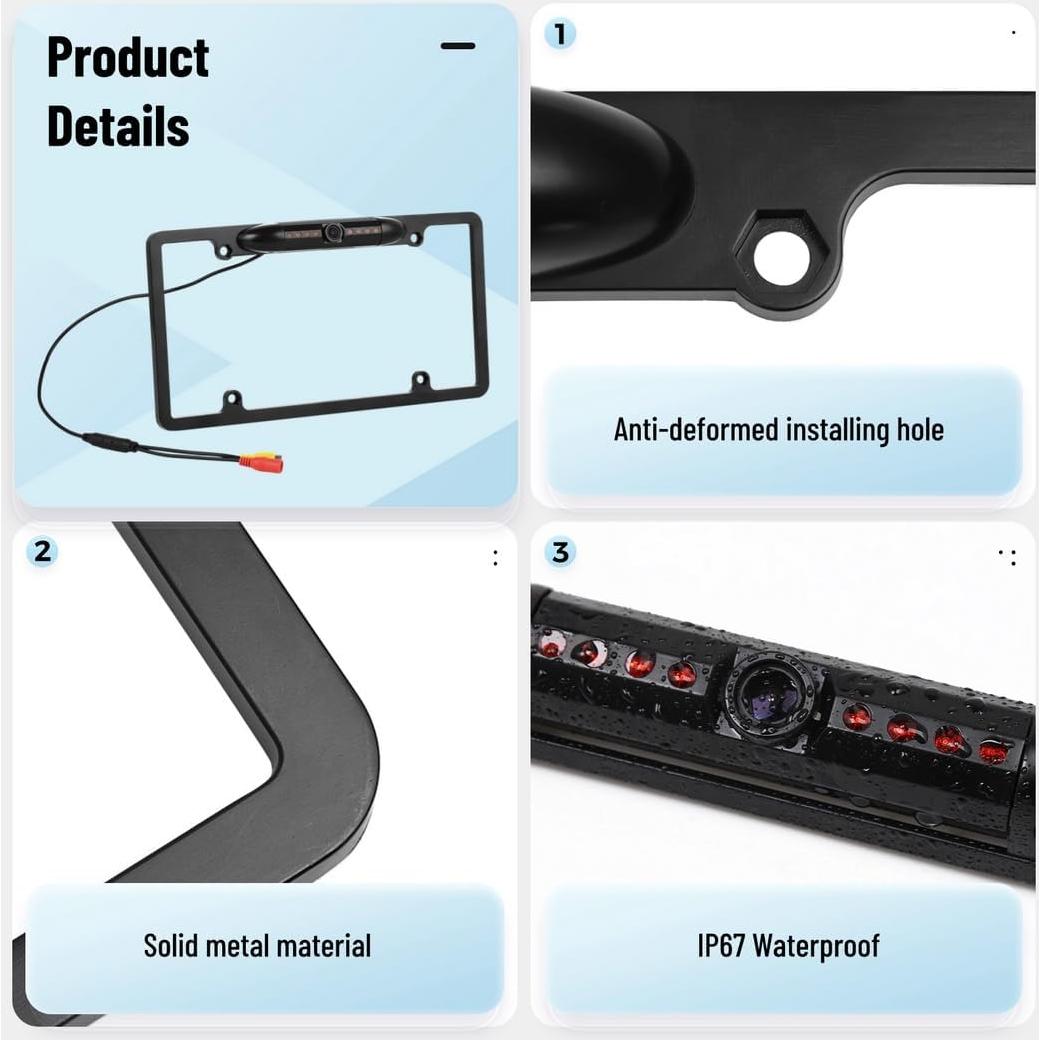 Marco de Placa de Licencia con Cámara de Respaldo Yeesport IP67