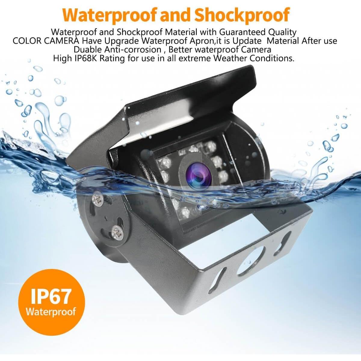 Cámara de visión trasera PTOHYU IR 18 LED IP68 12-24V con cable 10m