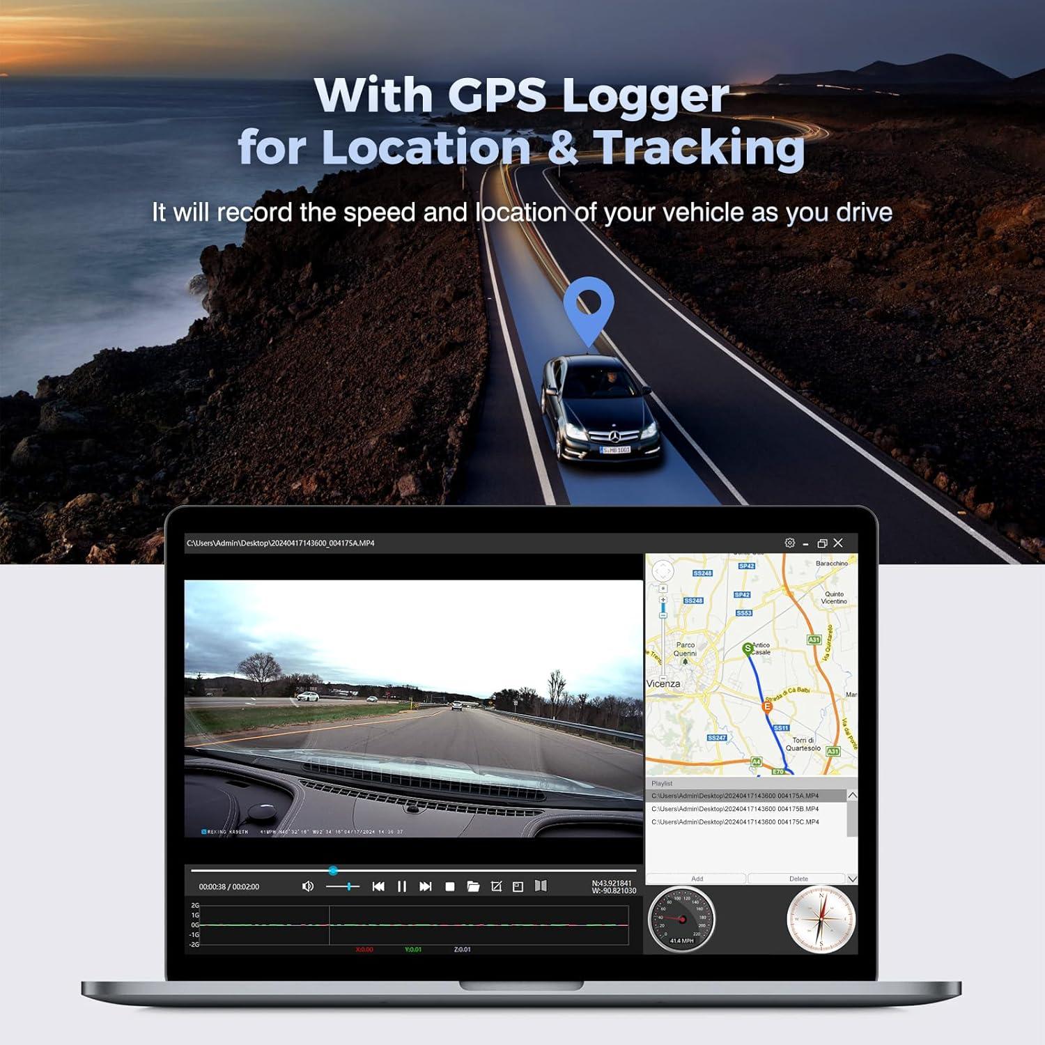 Cámara de Espejo Dash PRUVEEO J20-4CH 12" 4 Canales GPS