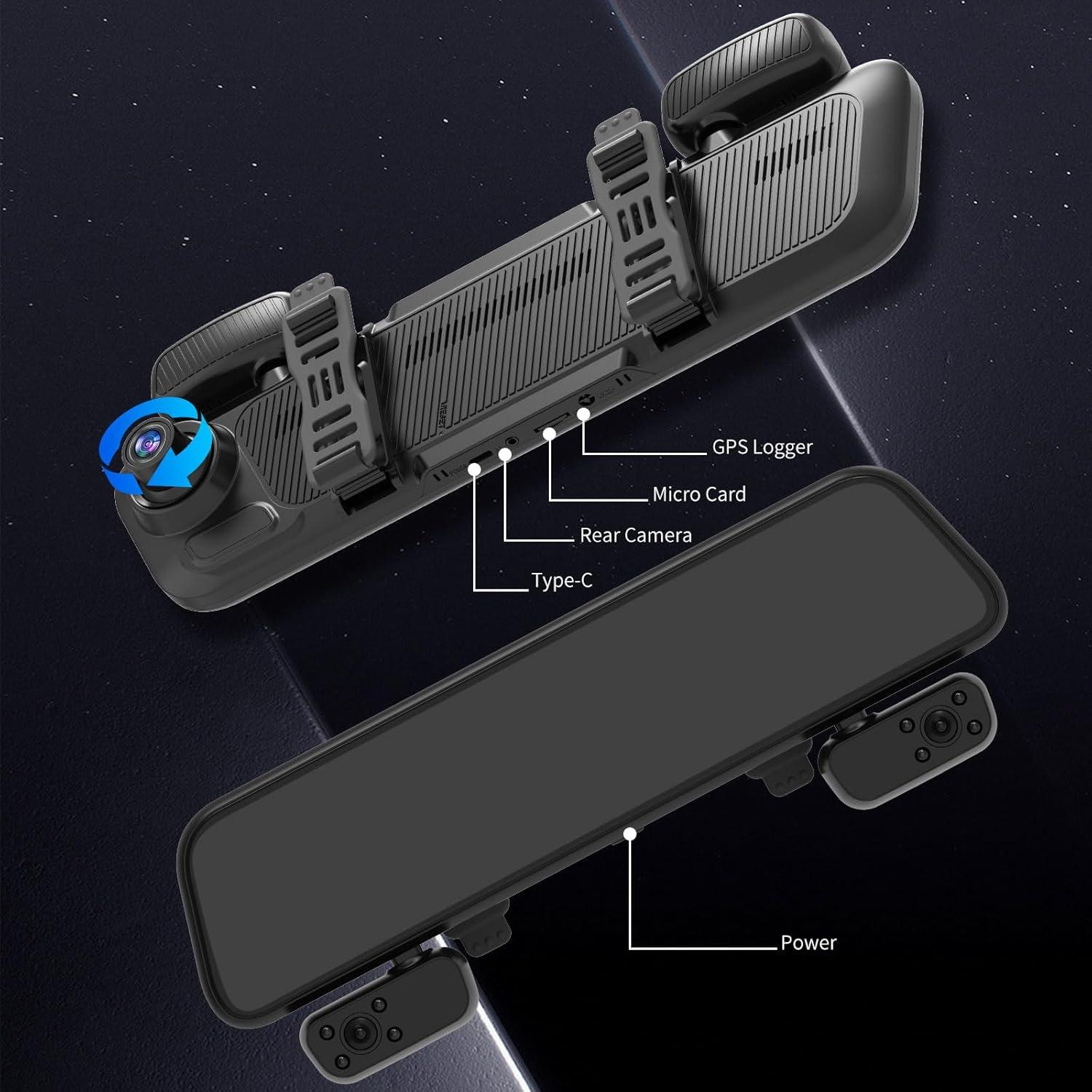 Cámara de Espejo Dash PRUVEEO J20-4CH 12" 4 Canales GPS