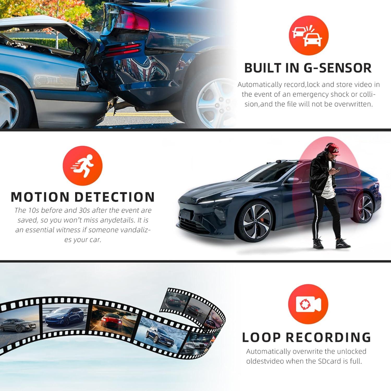 Cámara de Espejo Retrovisor Zunfly 4 Canales FHD 1080P