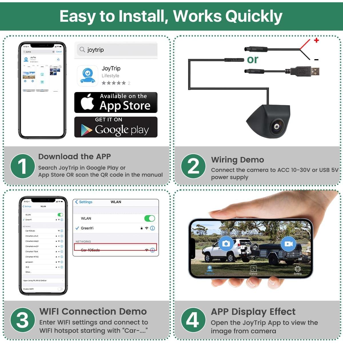 Cámara de Respaldo Inalámbrica WiFi GreenYi HD 720P 170°