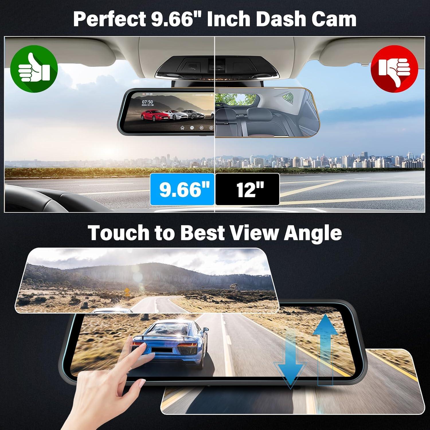 Cámara Dash Espejo Retrovisor UNITOPSCI 1080P 9.66" HD