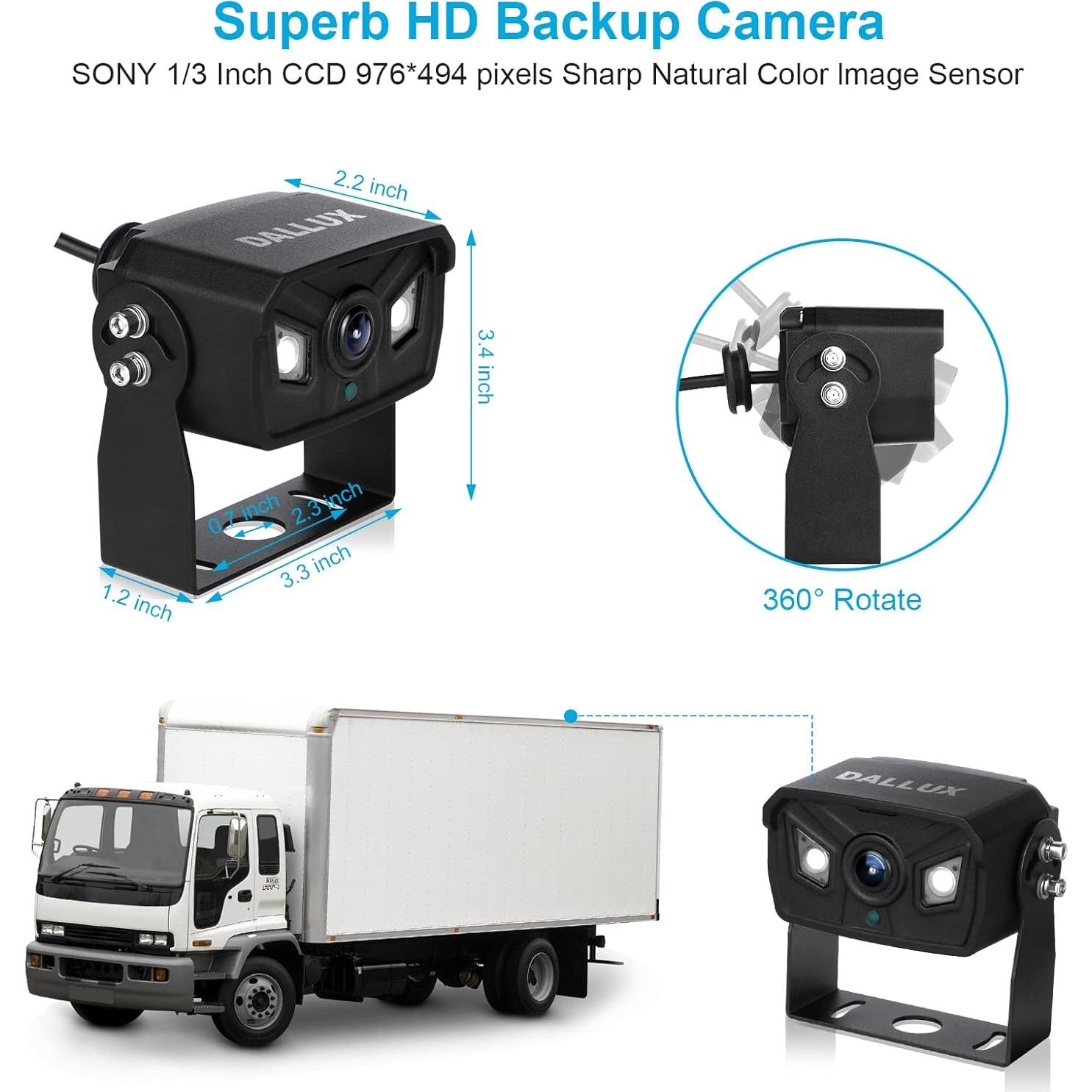 Cámara de Respaldo DALLUX 4 Pines Impermeable 130° Visión Nocturna