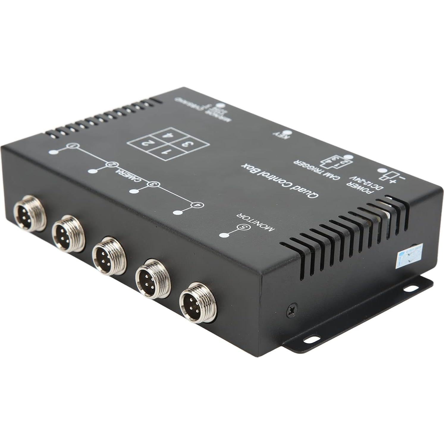 Keenso Rearview Camera Control Box, 4 Channel Video Splitter 1080P AHigh DefinitionDC12V 24V Camera Video Screen Switch for RV Truck Bus Trailer