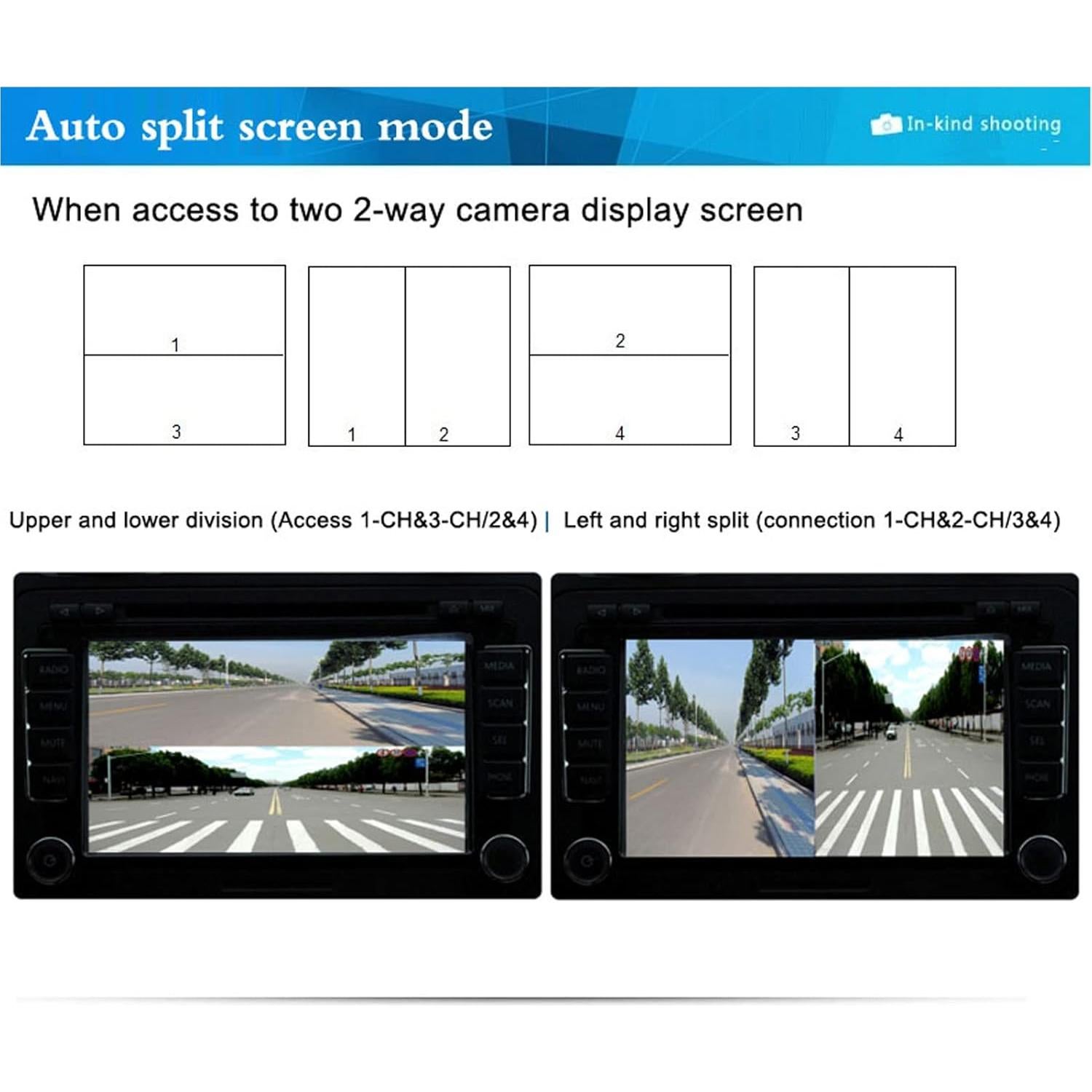 Keenso Rearview Camera Control Box, 4 Channel Video Splitter 1080P AHigh DefinitionDC12V 24V Camera Video Screen Switch for RV Truck Bus Trailer